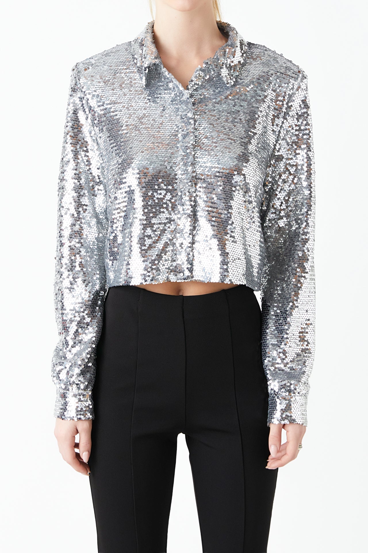 Sequins Cropped Shirt
