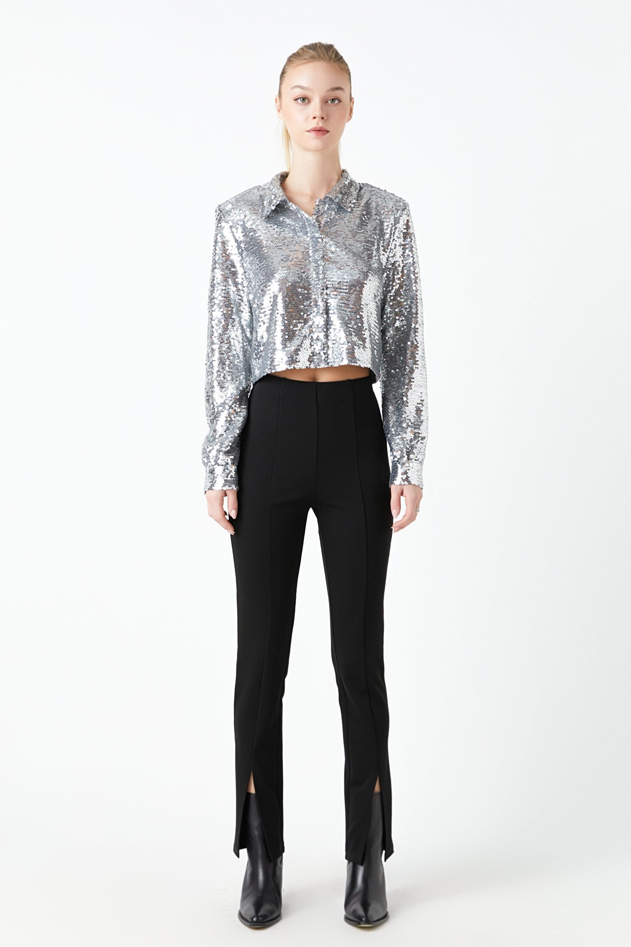 Sequins Cropped Shirt