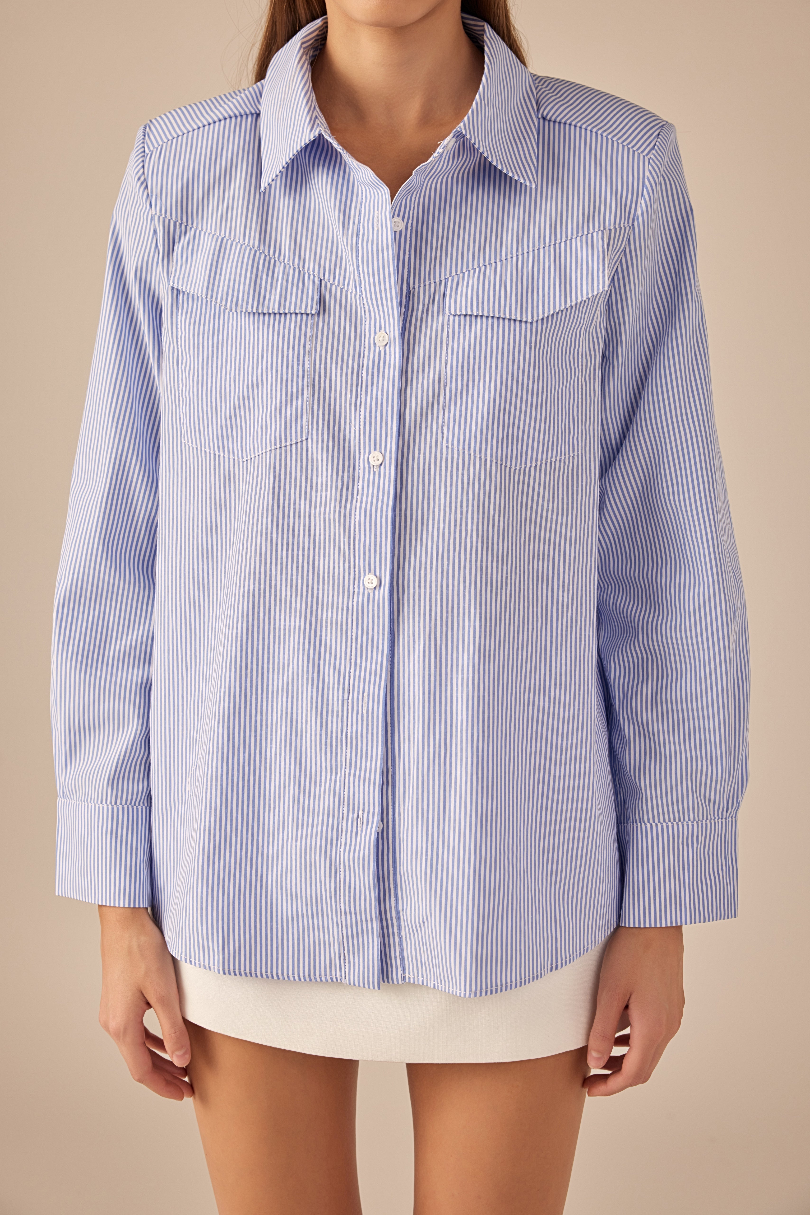 Power Shoulder Striped Shirt