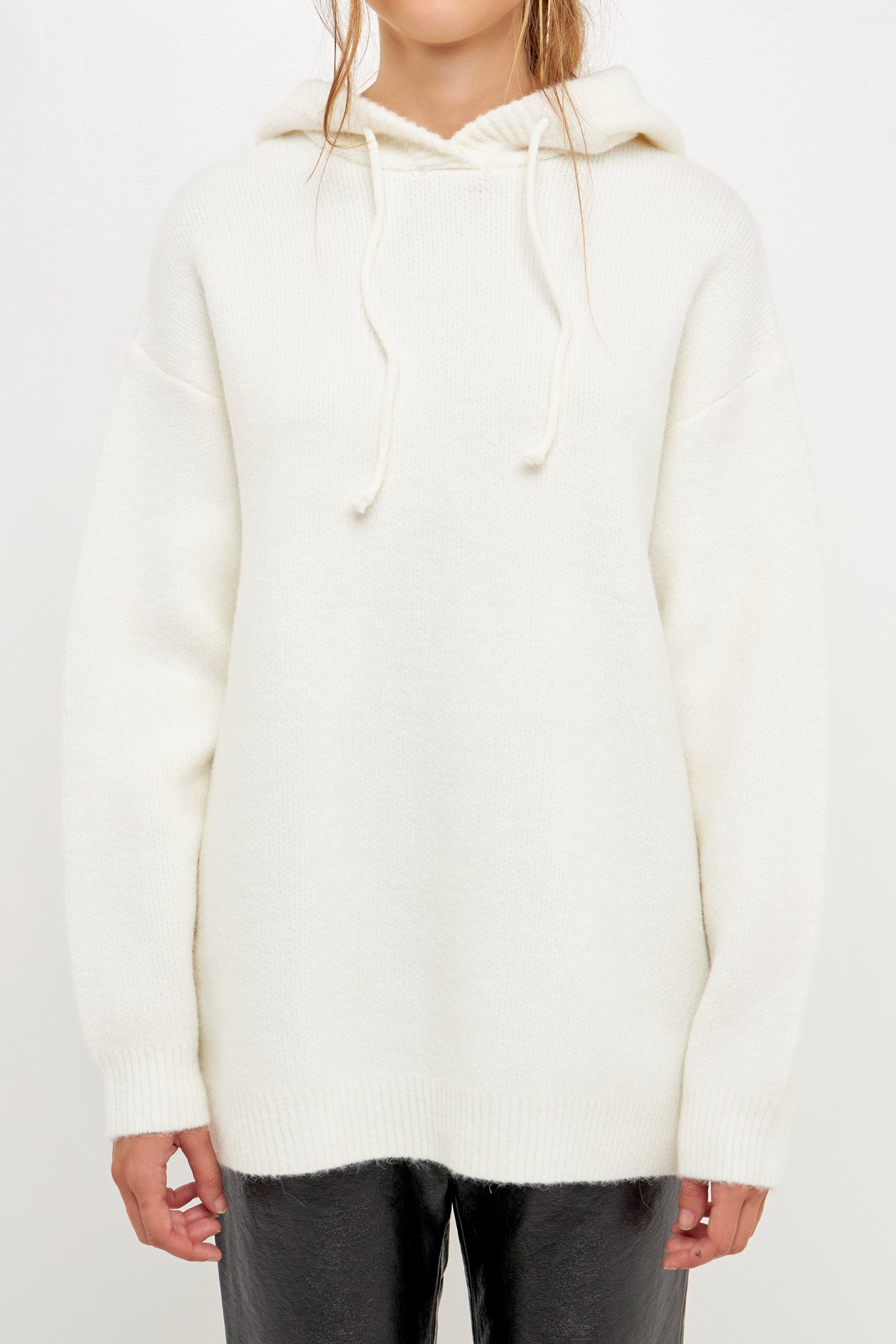 トップス White Scrape Knit Hoodie Scrape Knit Hoodie | Jaded London