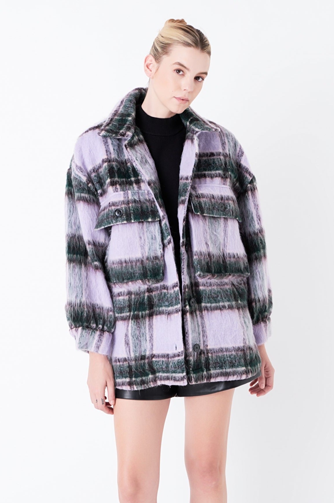 Oversized Plaid Shacket with Pockets