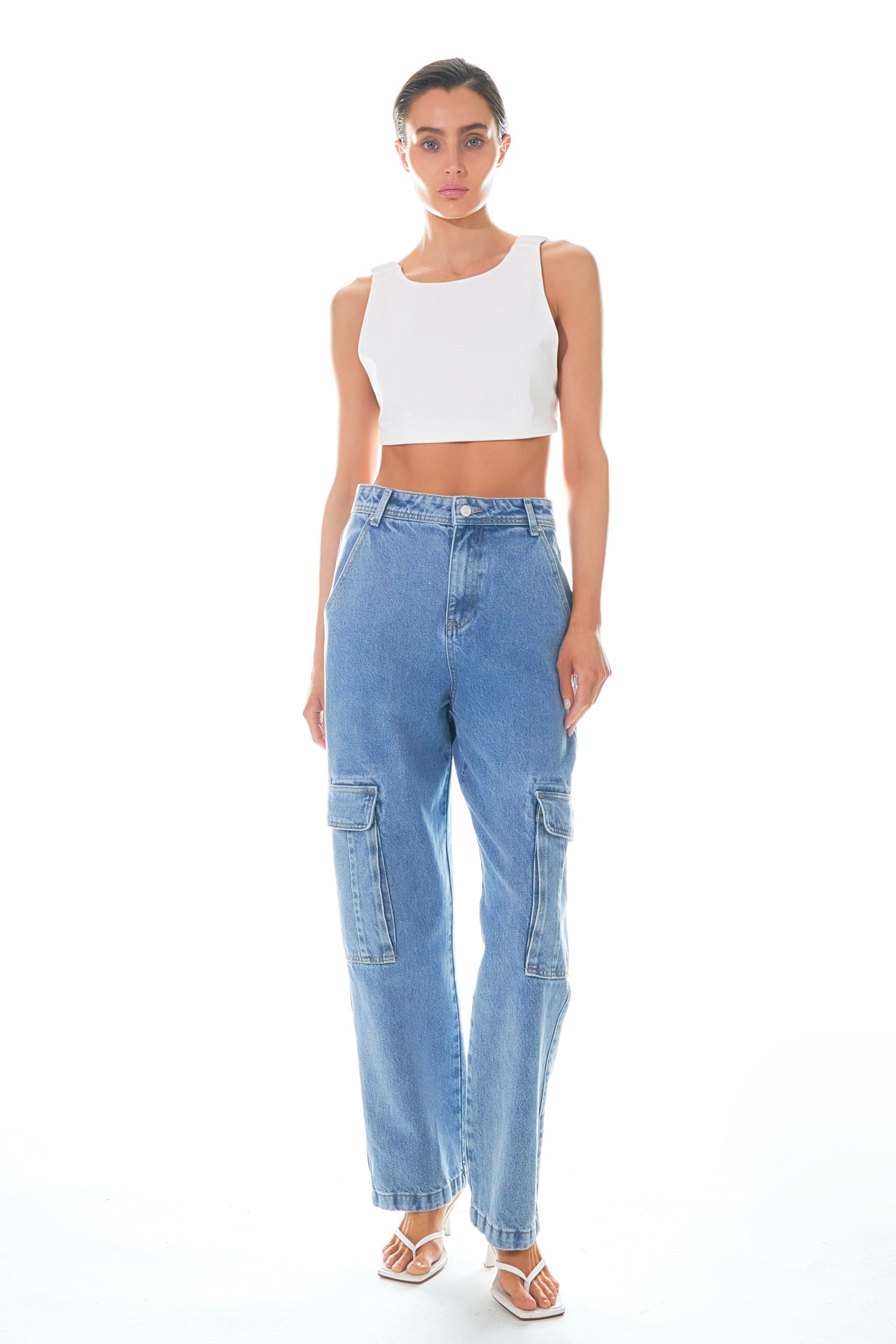 Elastic Band Open Back Crop Top