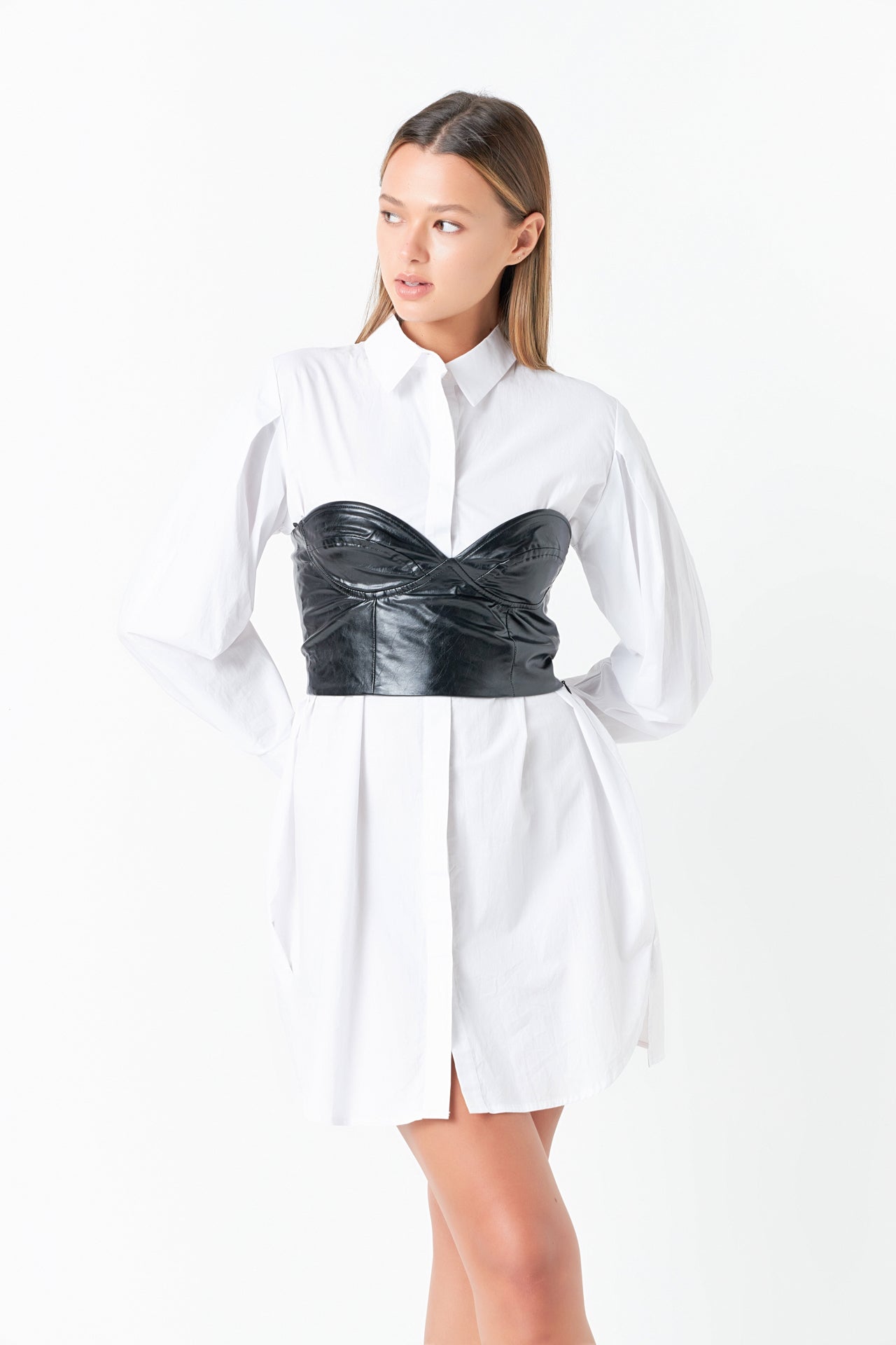 Cropped Pu Bustier Top