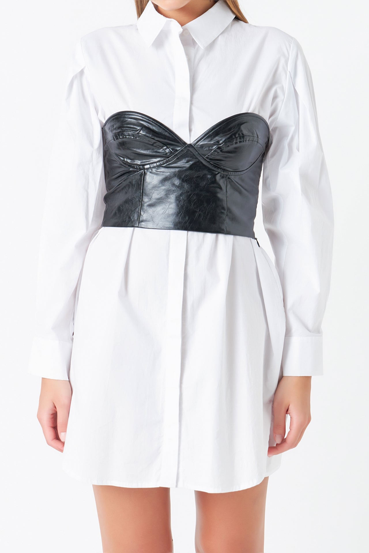 Cropped Pu Bustier Top