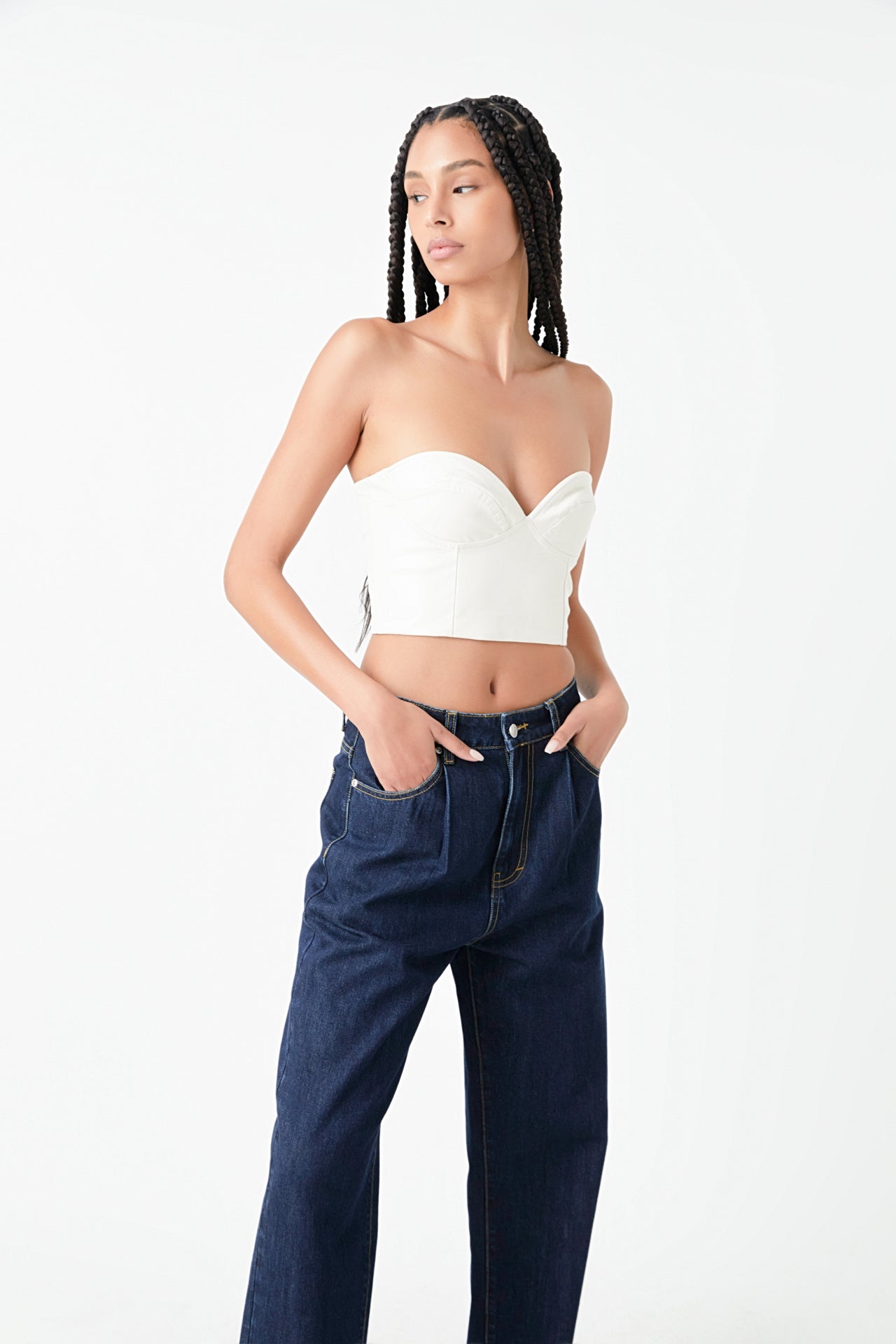 Cropped Leather Bustier Top