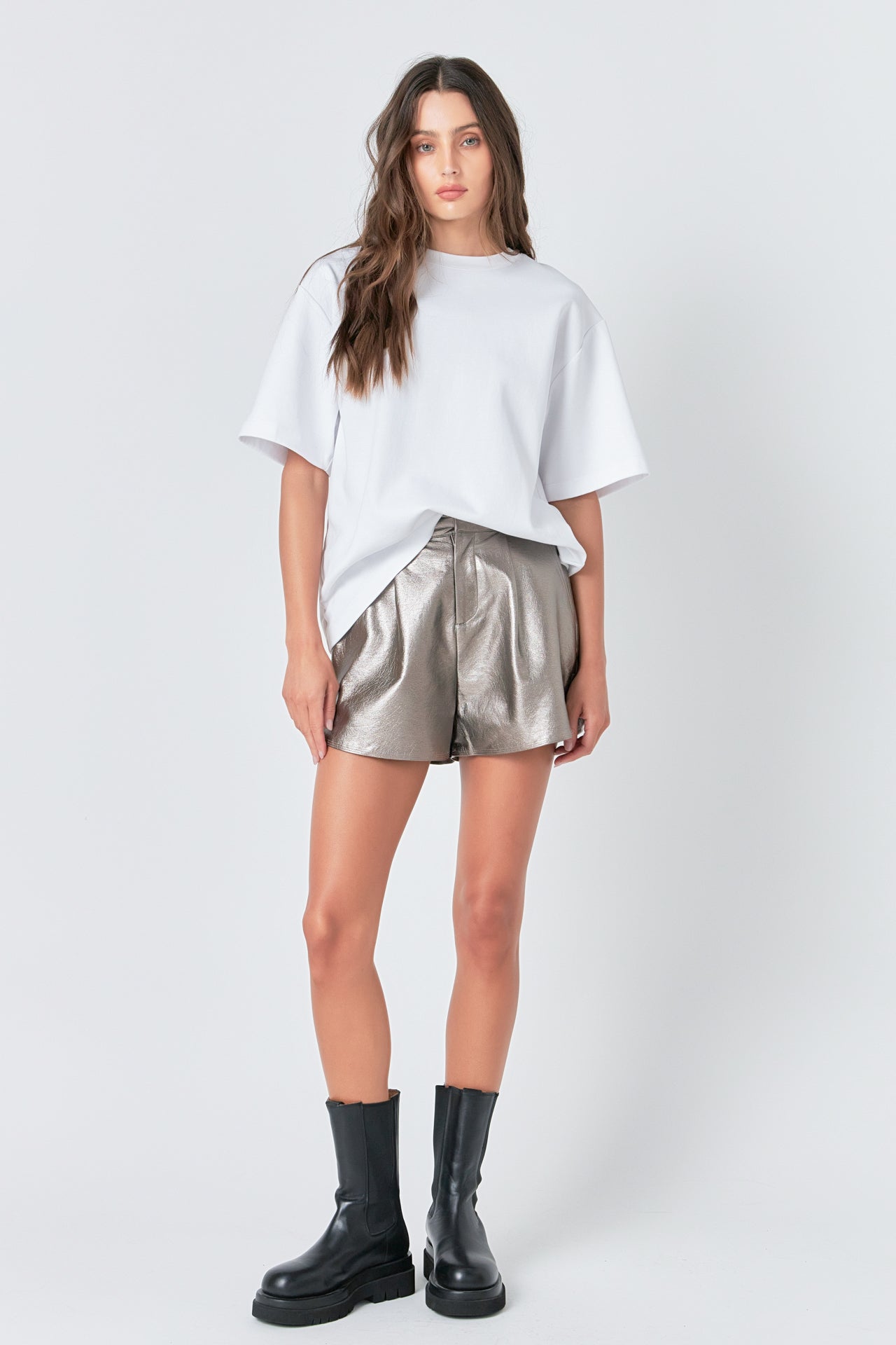 High-Waisted Faux Leather Shorts