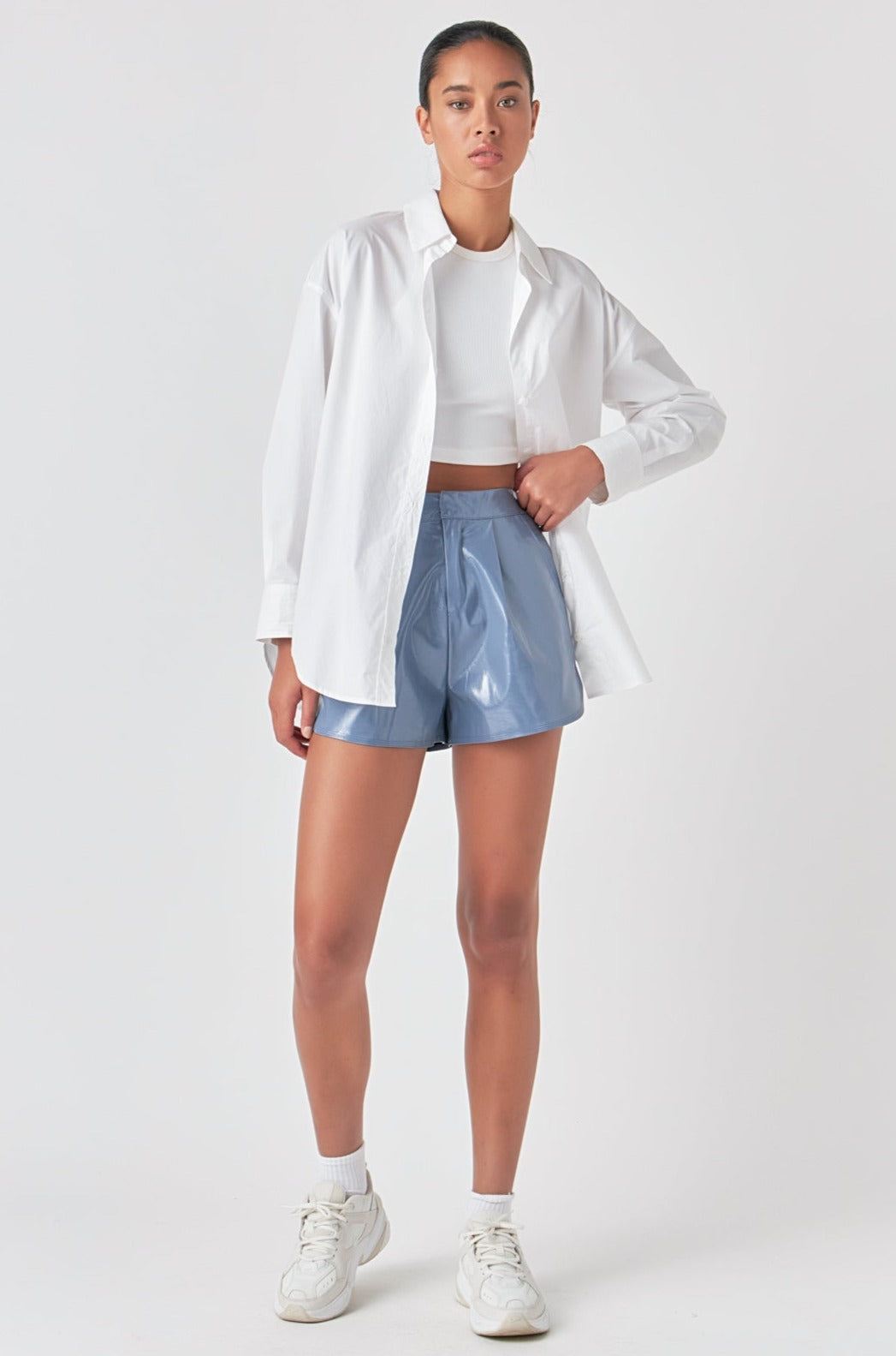 High-Waisted Faux Leather Shorts