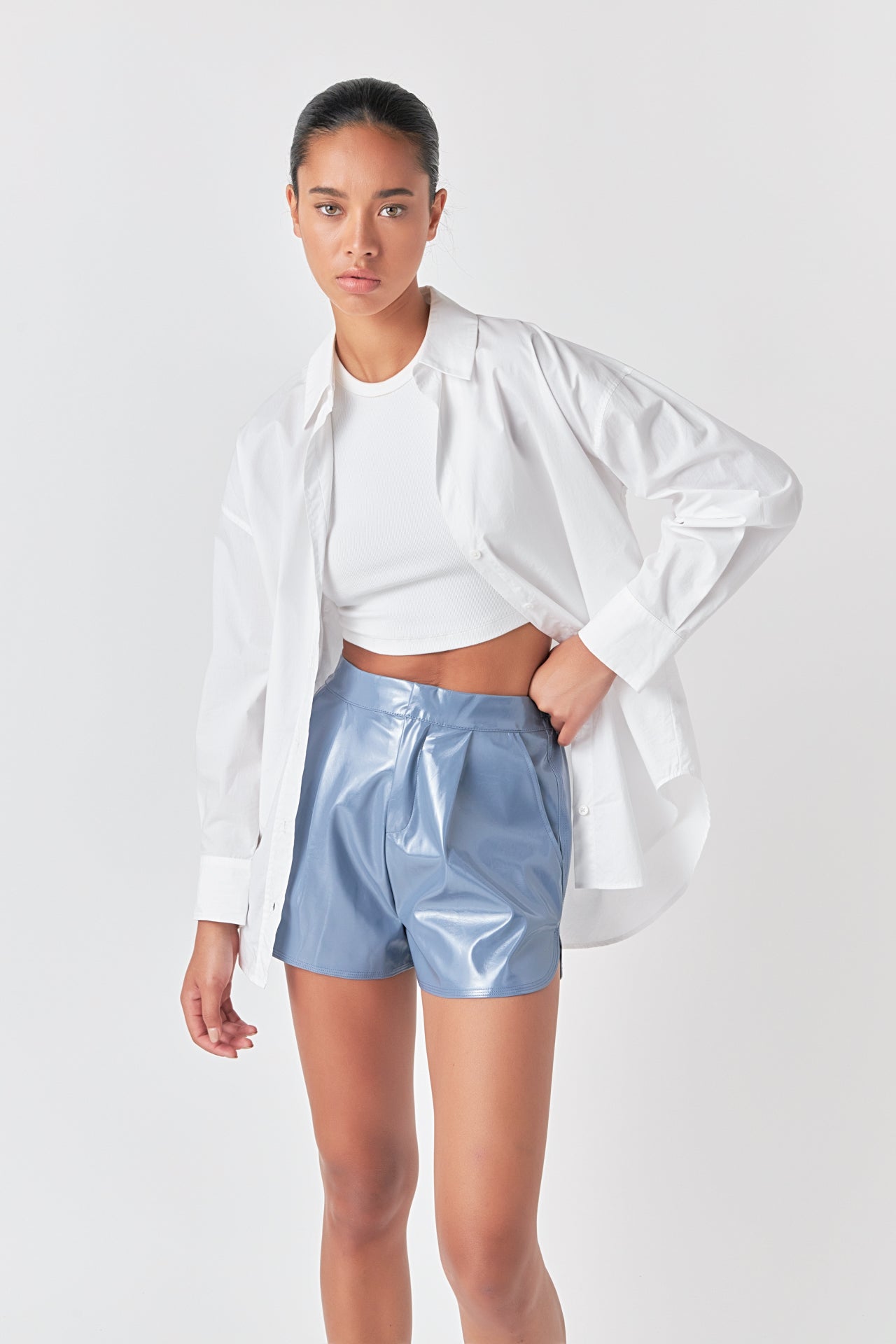 High-Waisted Faux Leather Shorts