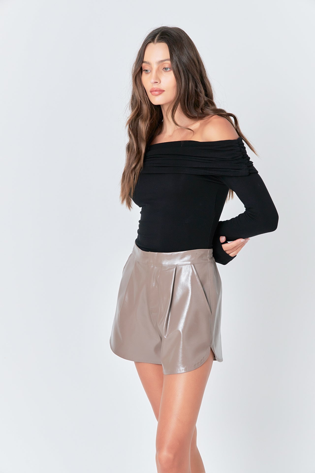 High-Waisted Faux Leather Shorts