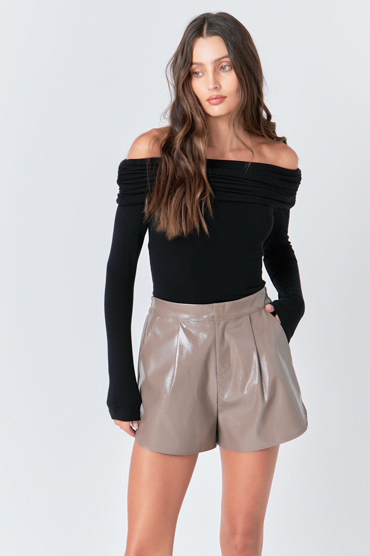 High-Waisted Faux Leather Shorts