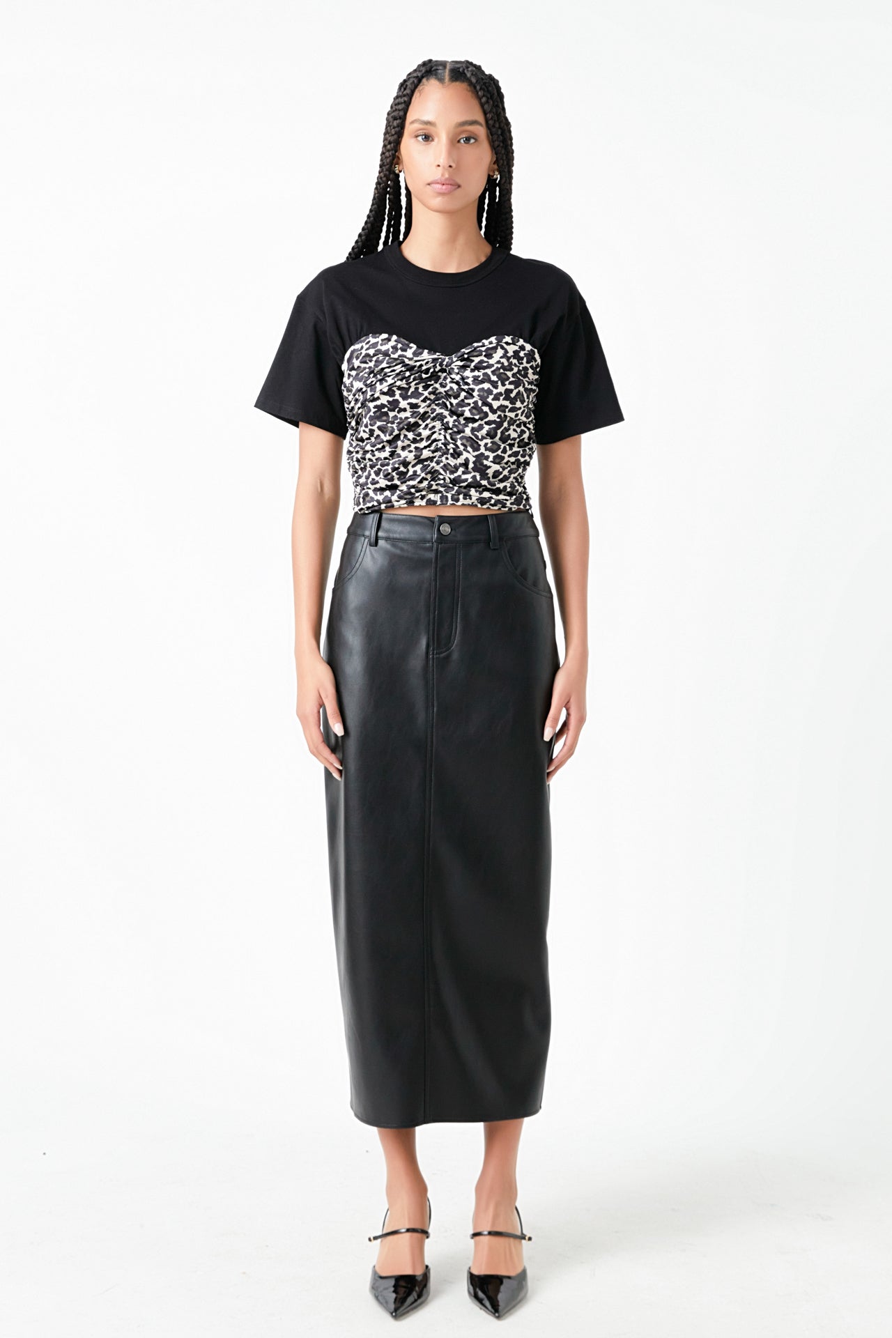 Leopard Shirred Cropped Top