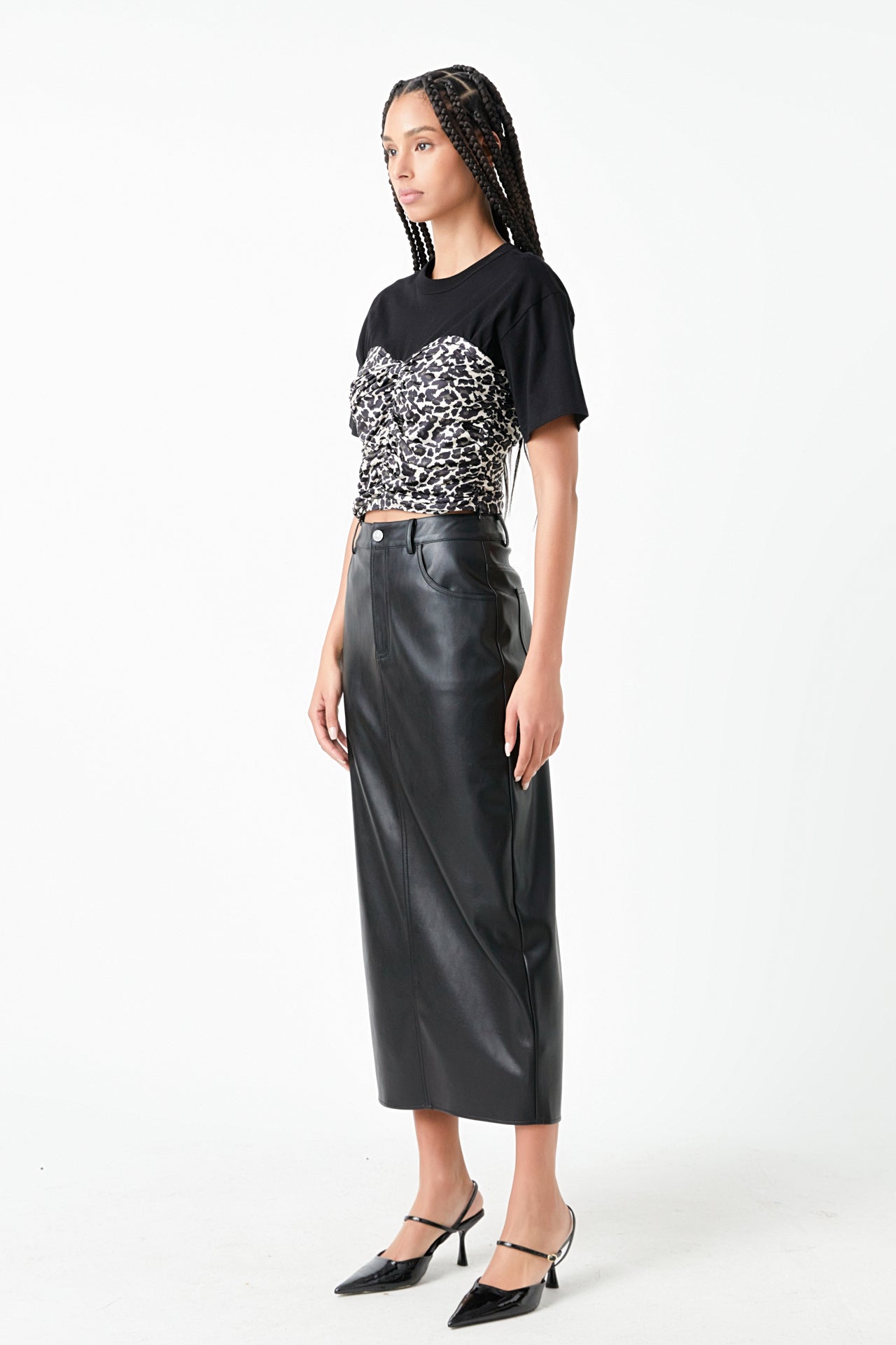 Leopard Shirred Cropped Top