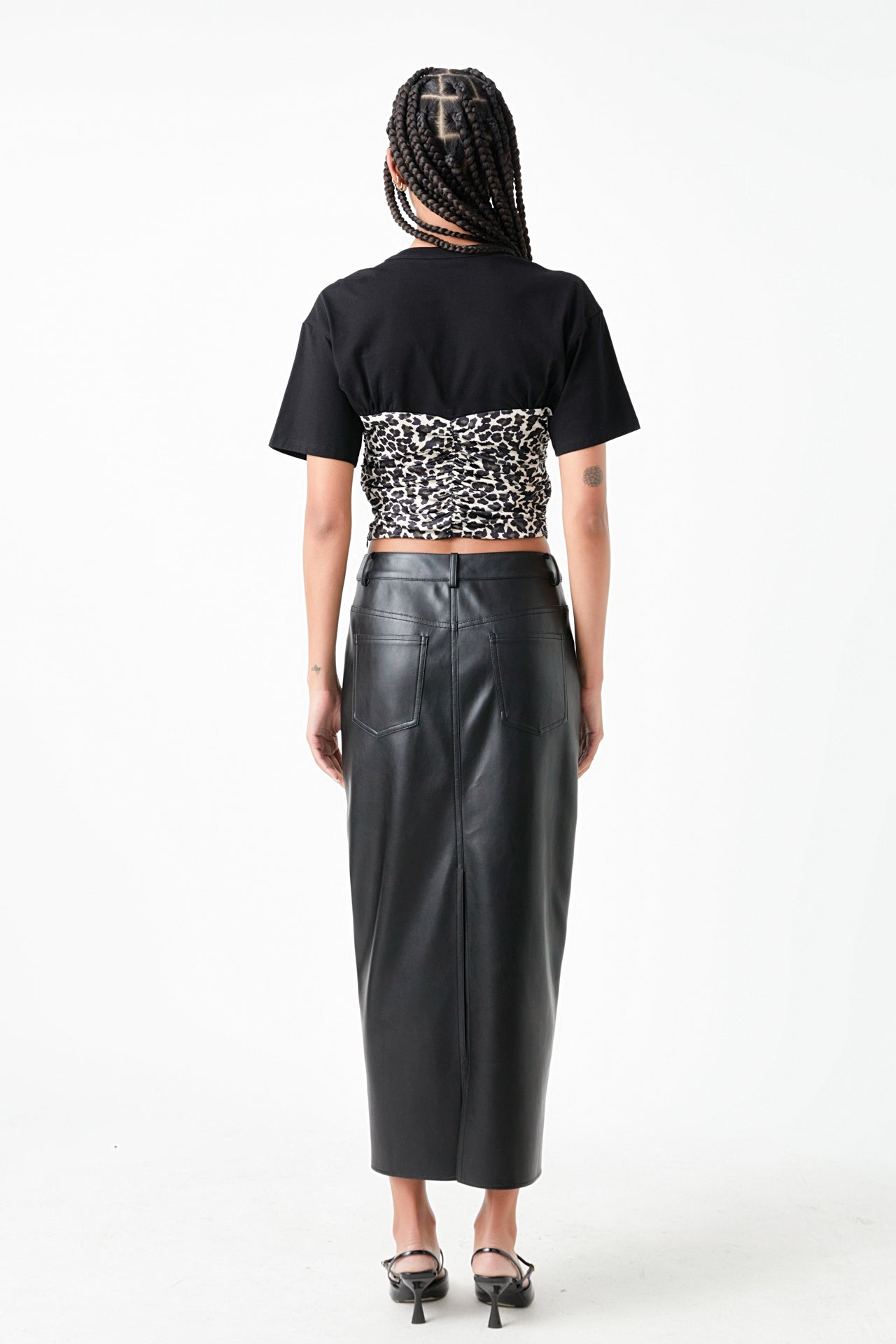 Leopard Shirred Cropped Top