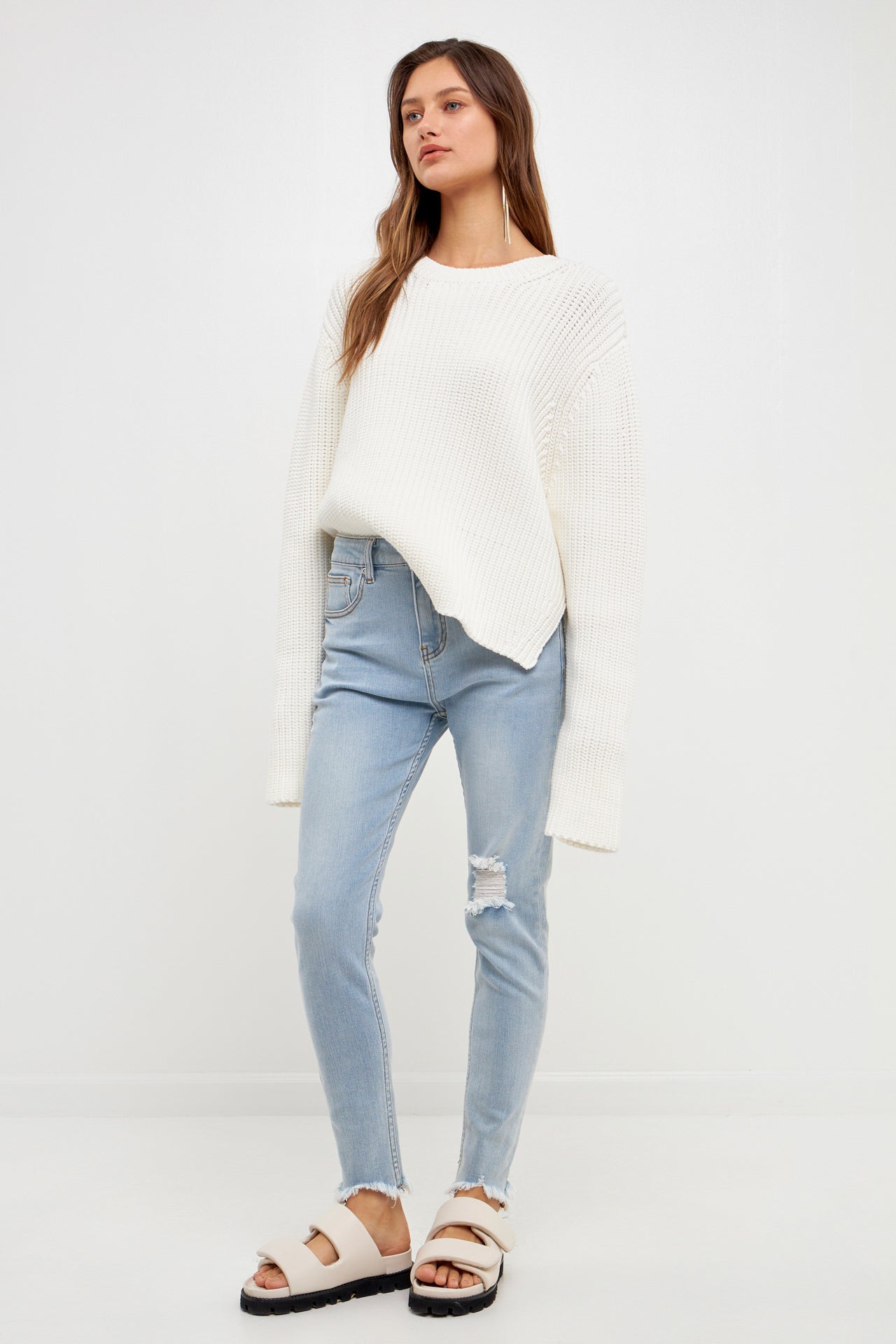 GREY LAB-Destroyed Skinny Jeans-JEANS available at Objectrare