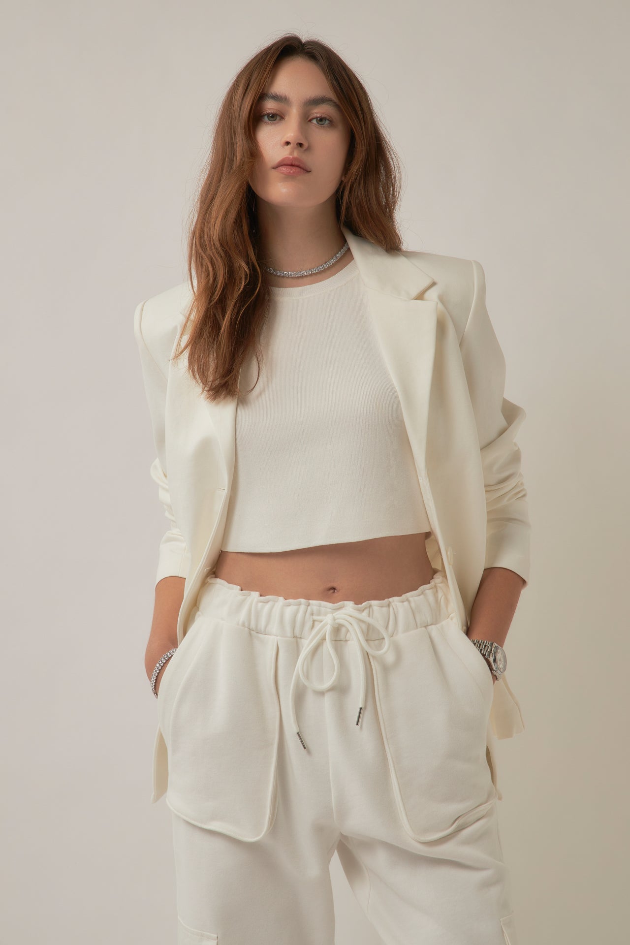 GREY LAB-Knit Crew Neck Cropped Tank Top-CAMI TOPS & TANK available at Objectrare