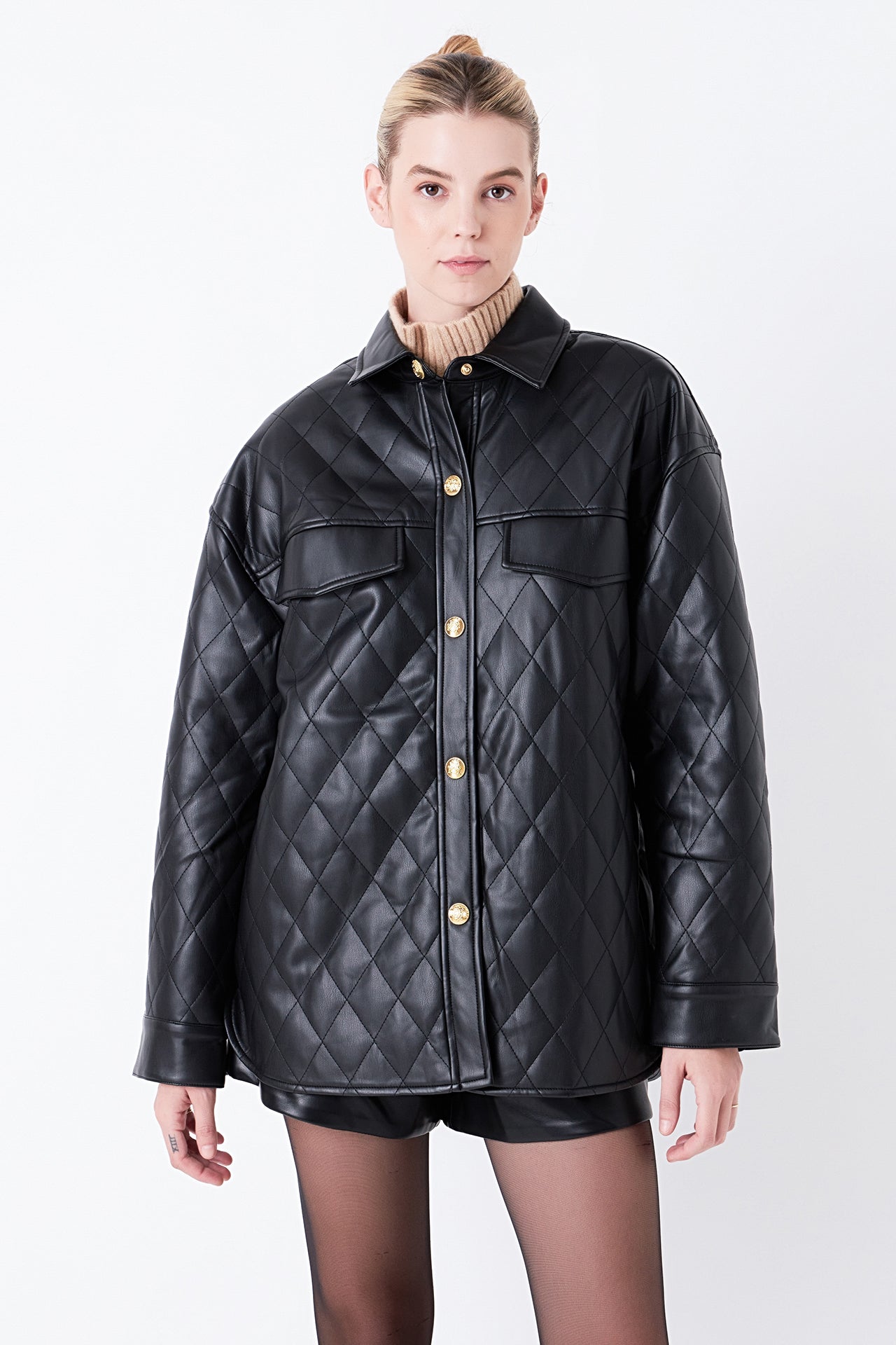 Quilted Faux Leather Jacket