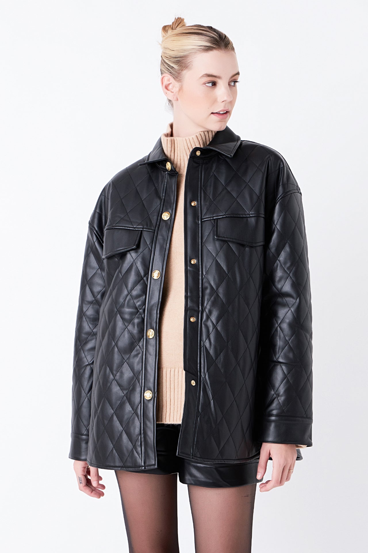 Quilted Faux Leather Jacket