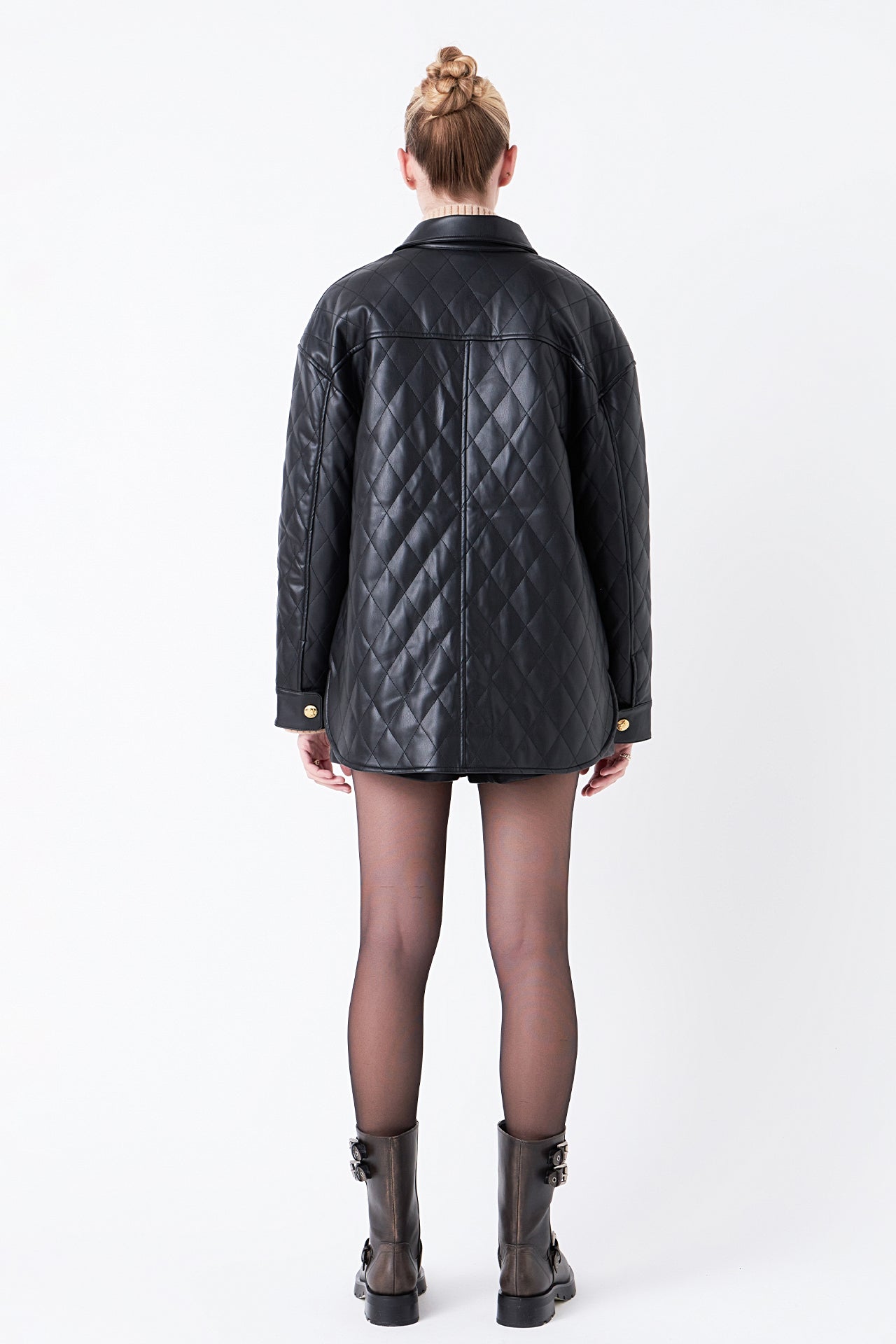 Quilted Faux Leather Jacket