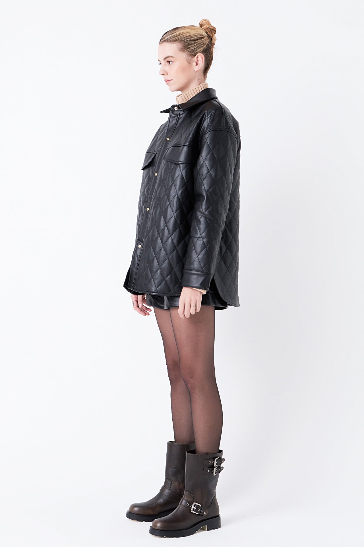 Quilted Faux Leather Jacket