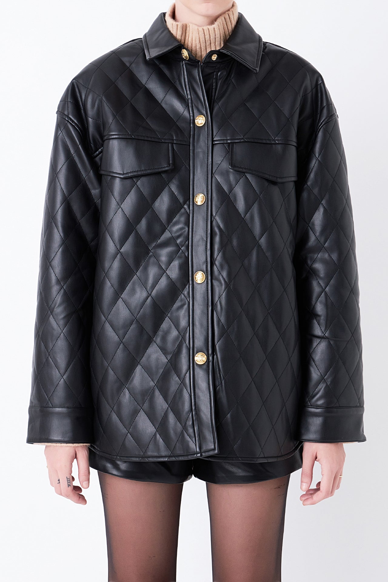 Quilted Faux Leather Jacket