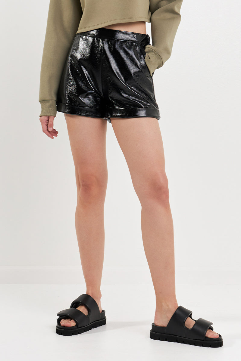 Shiny PU Shorts