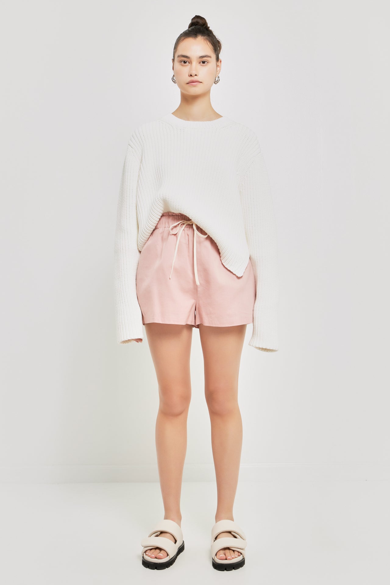 Linen Shorts with Contrast Strap