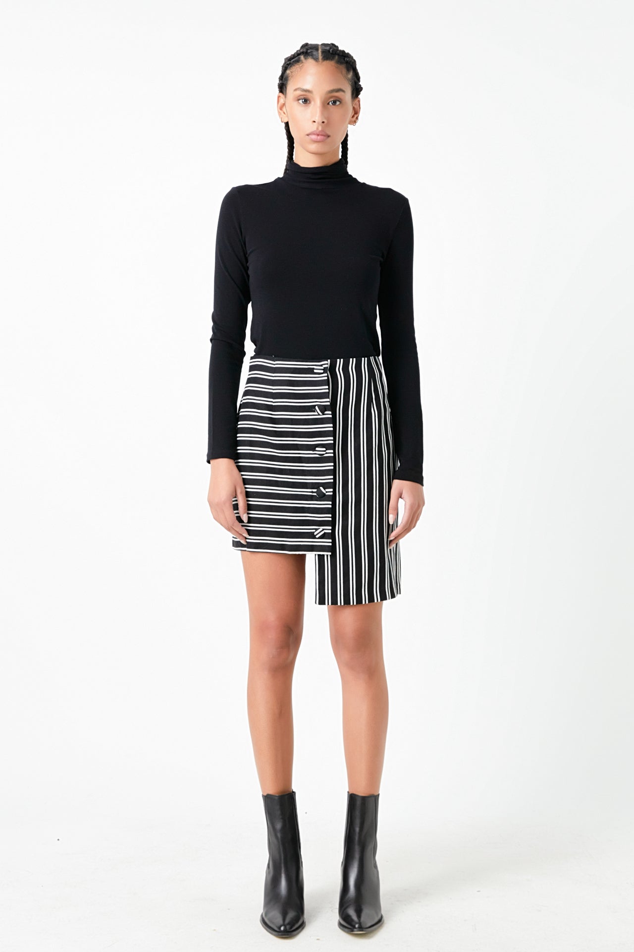 Striped Asymmetrical Skirt