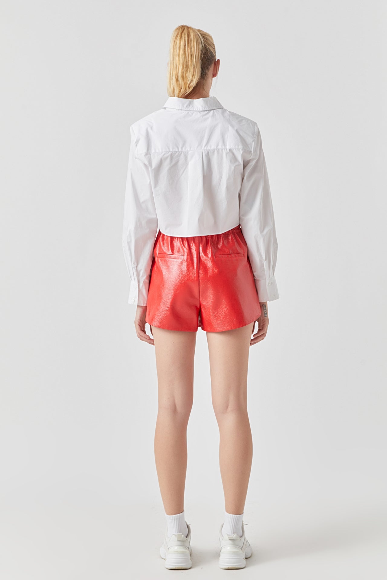 Shoulder Pad Cropped Shirt