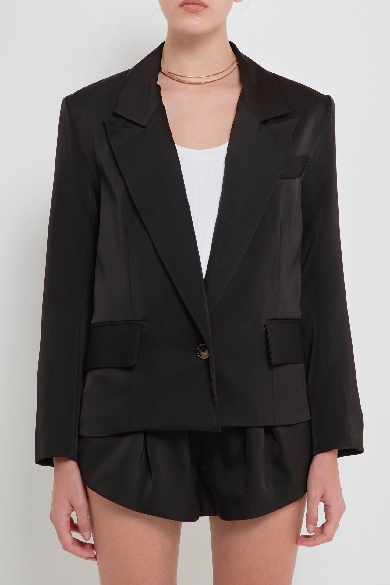 One Button Satin Blazer