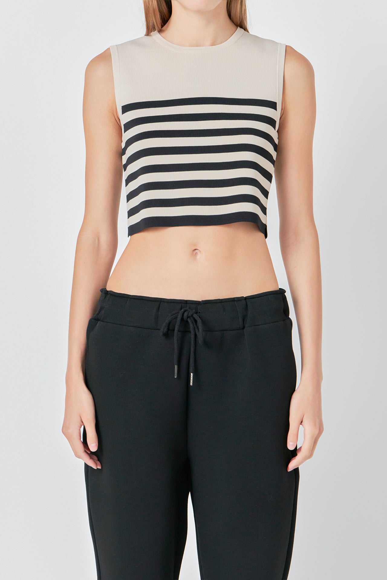 Striped Knit Sleeveless Top