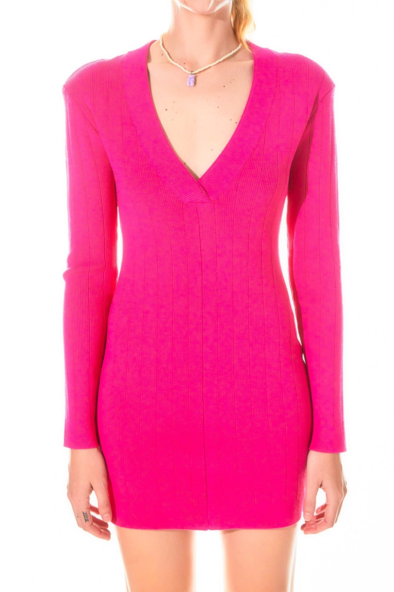 Power Shoulder Mini Knit Dress