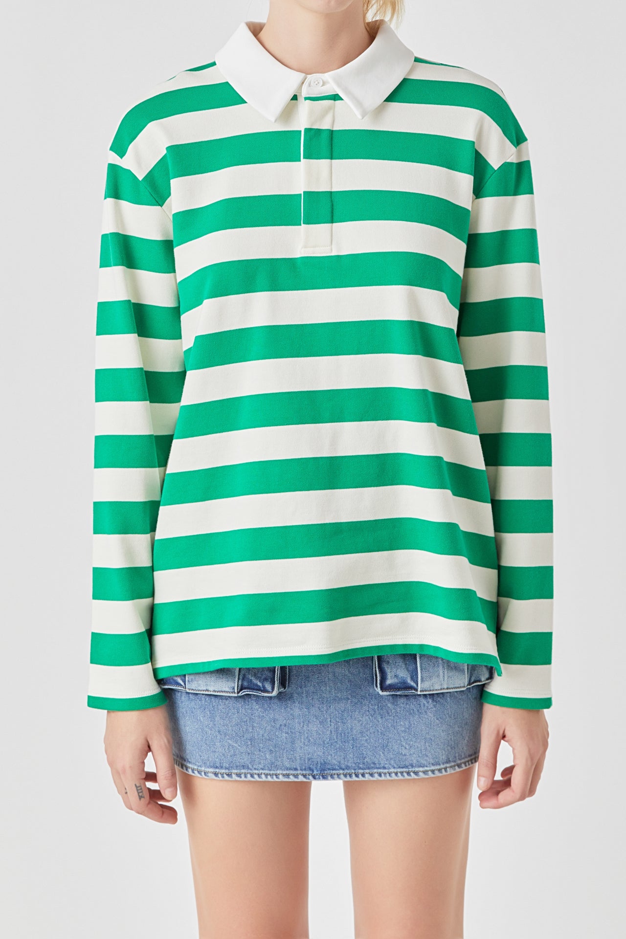 Stripe Collar Sweatshirt