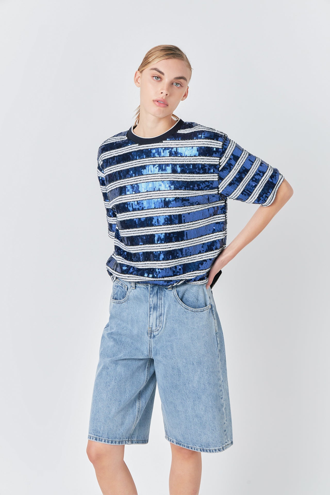 Sequin Stripe Top