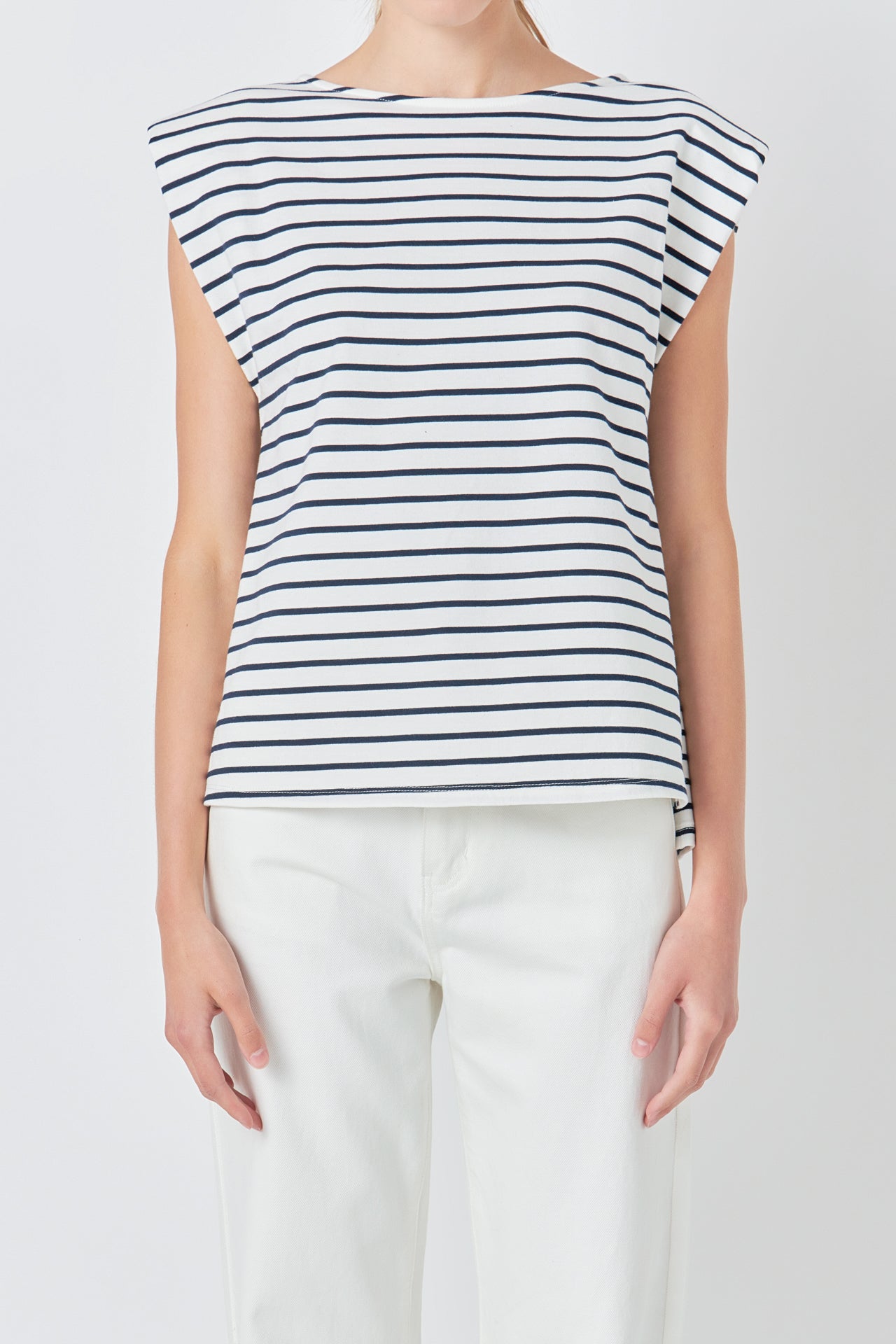 Striped Padded Sleeveless Top