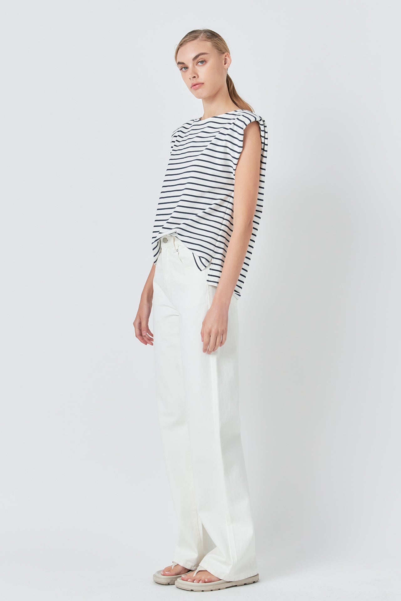 Striped Padded Sleeveless Top