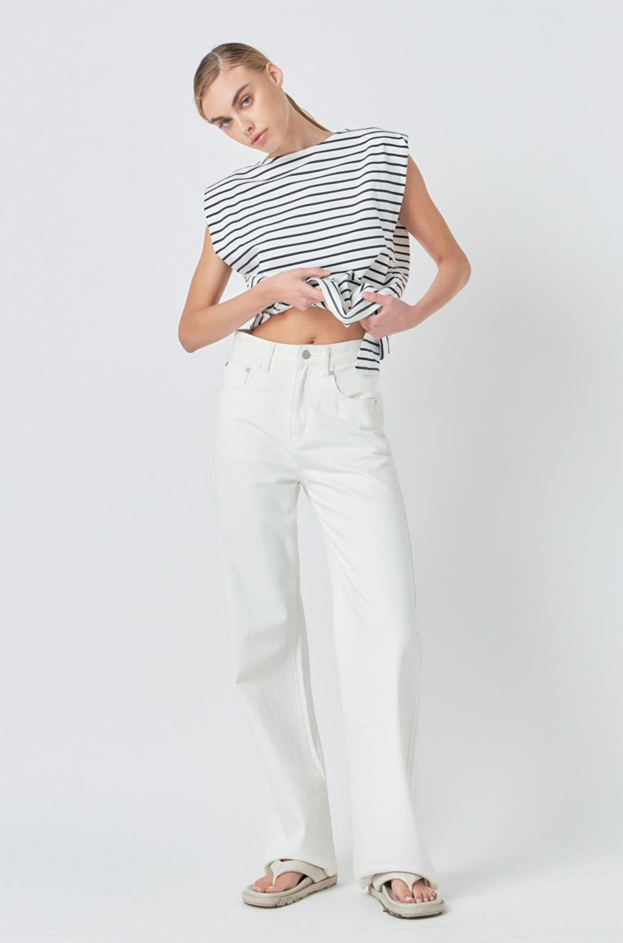 Striped Padded Sleeveless Top