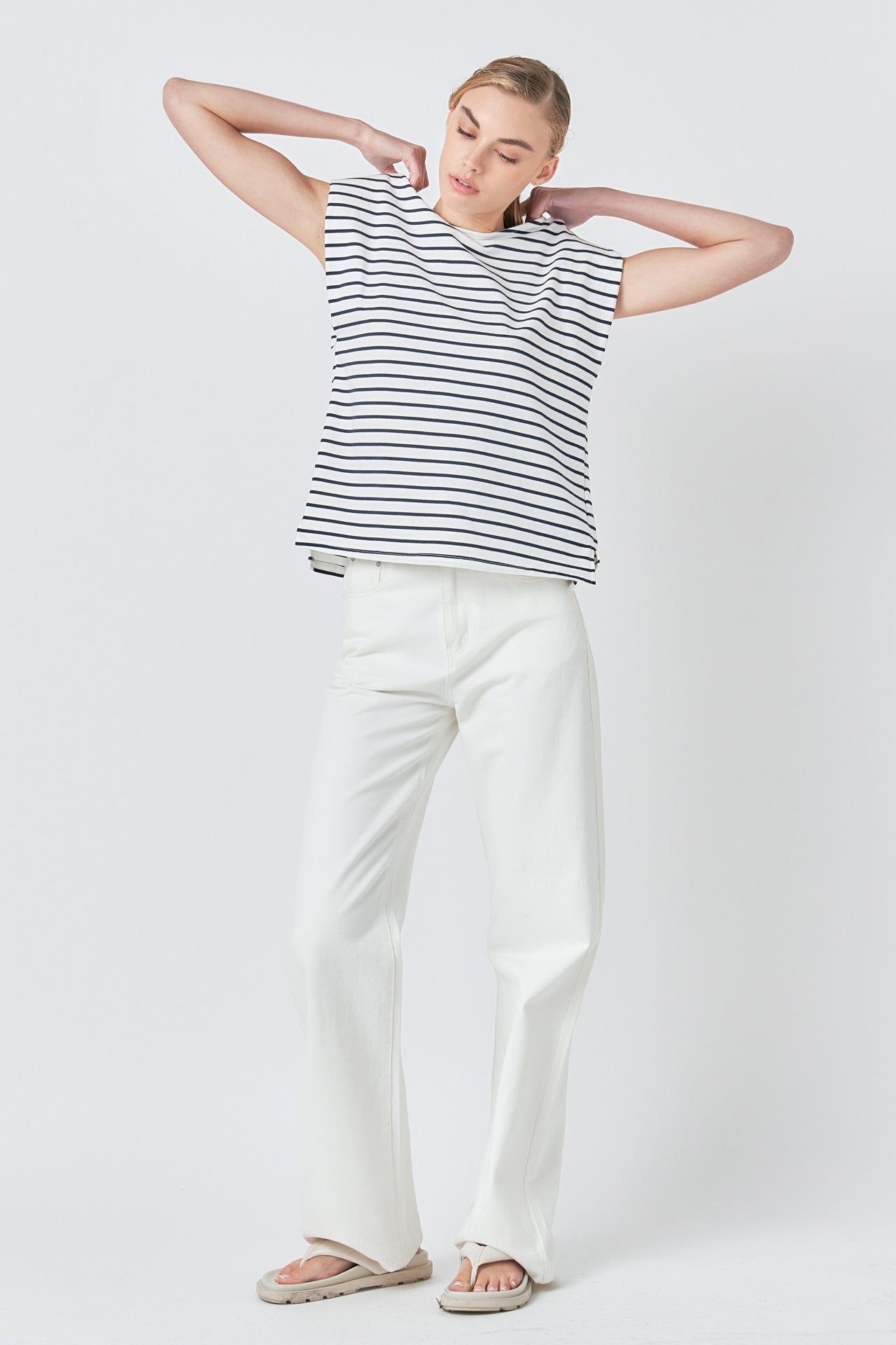 Striped Padded Sleeveless Top