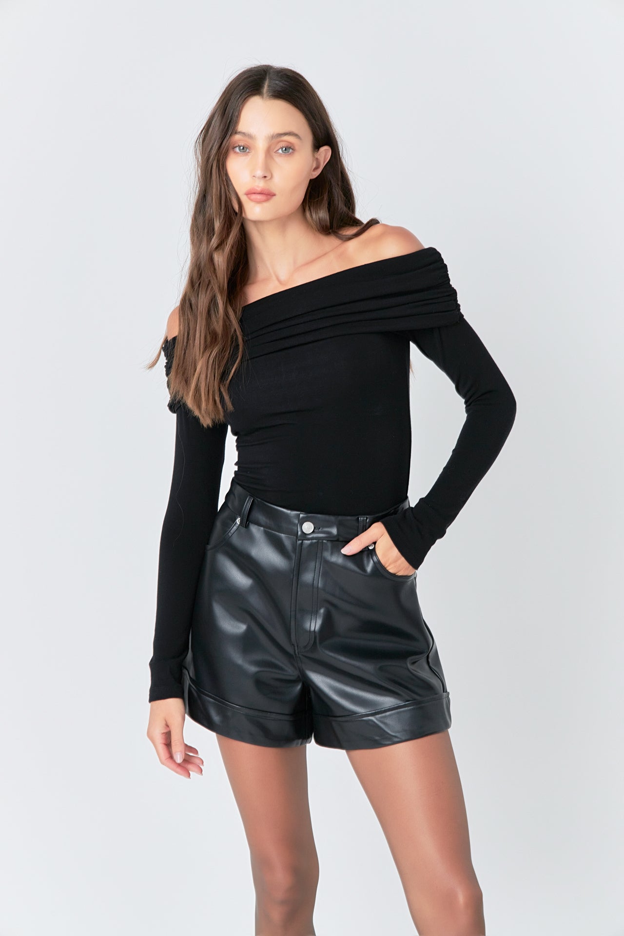 Off Shoulder Shirring Detail Top