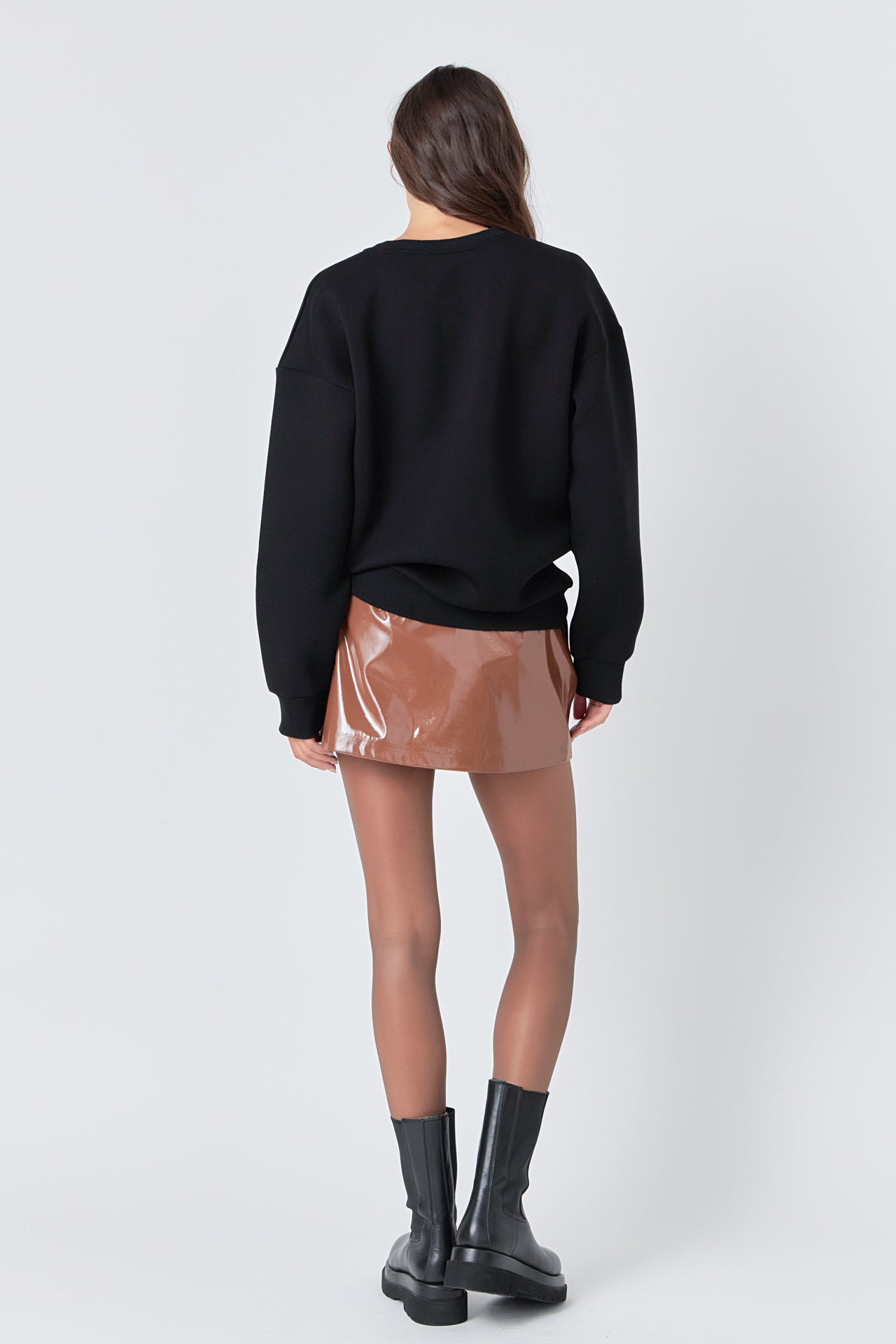 Glossy Leather Skort