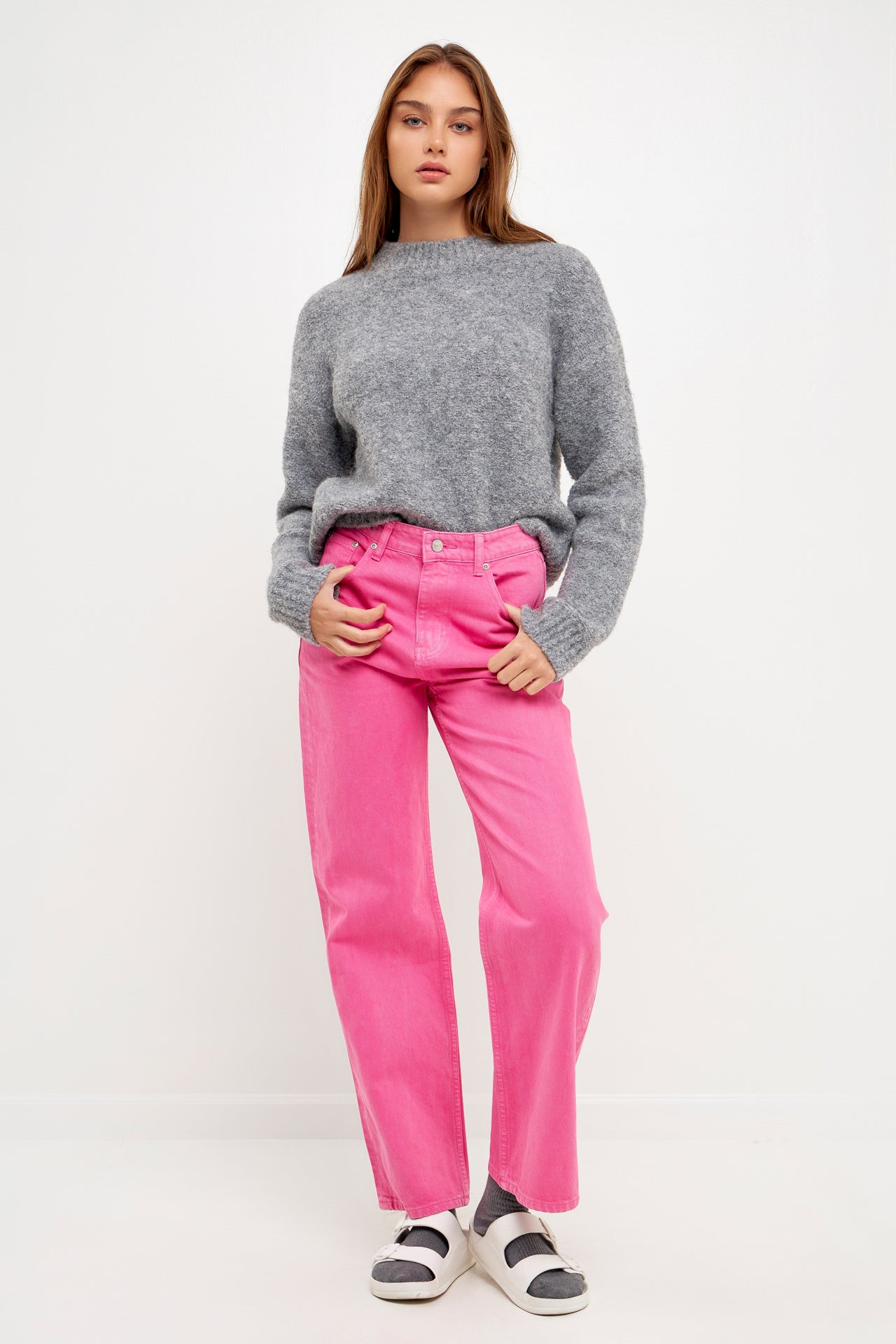 GREY LAB-Color Full Length Wide Leg Jean-JEANS available at Objectrare