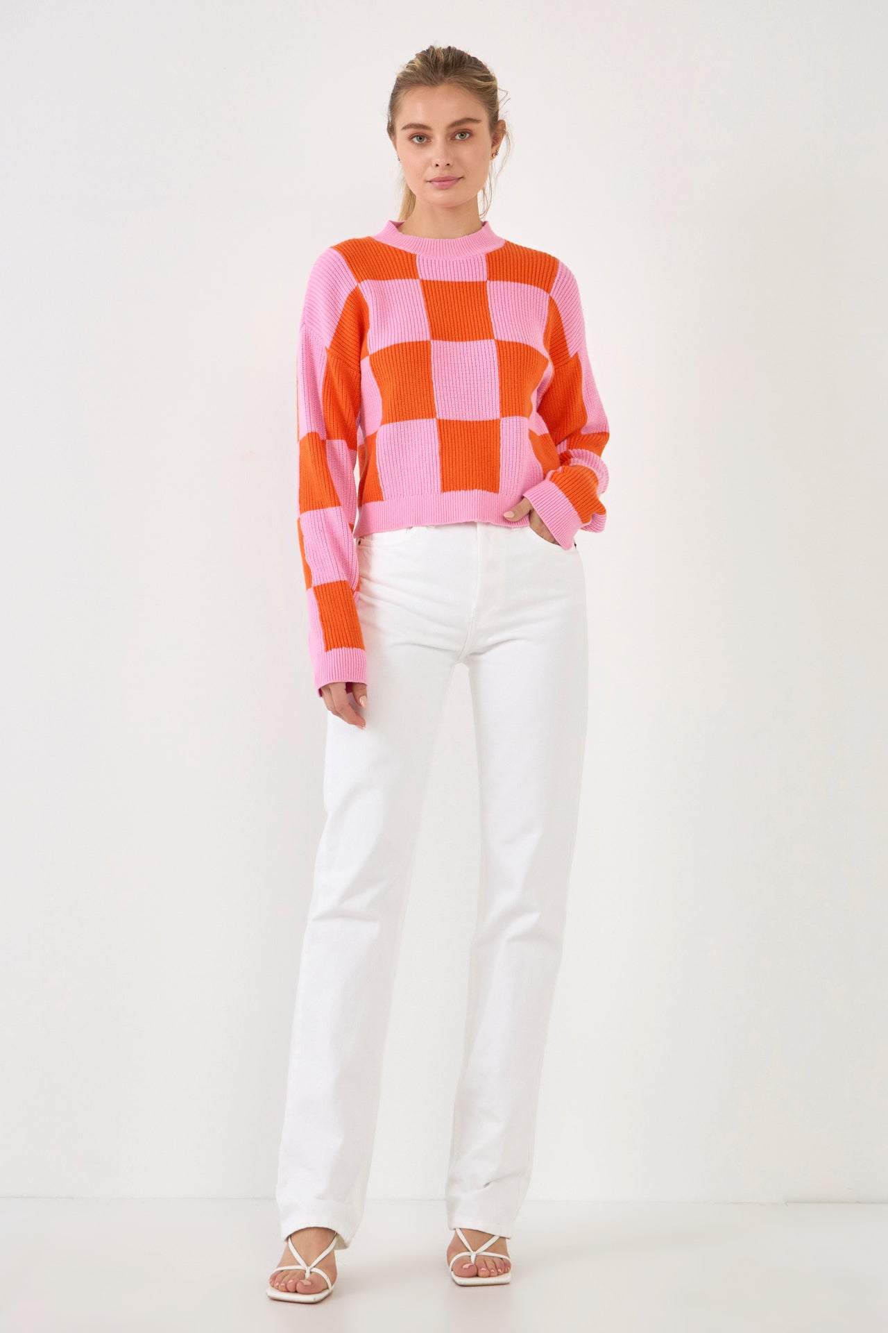 Checkerboard Knit Sweater