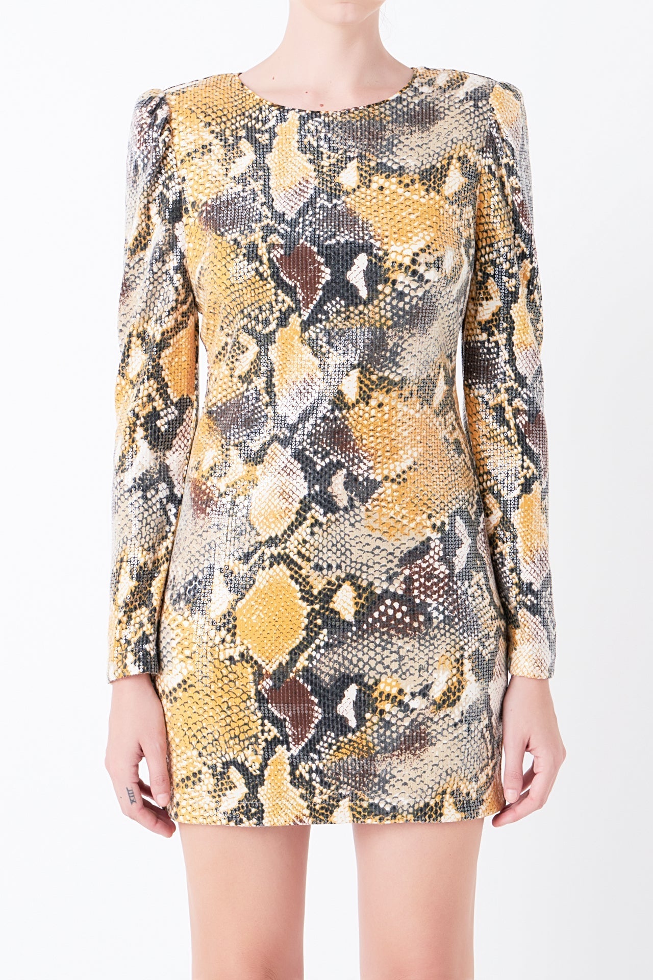 Snakeskin Sequin Mini Dress