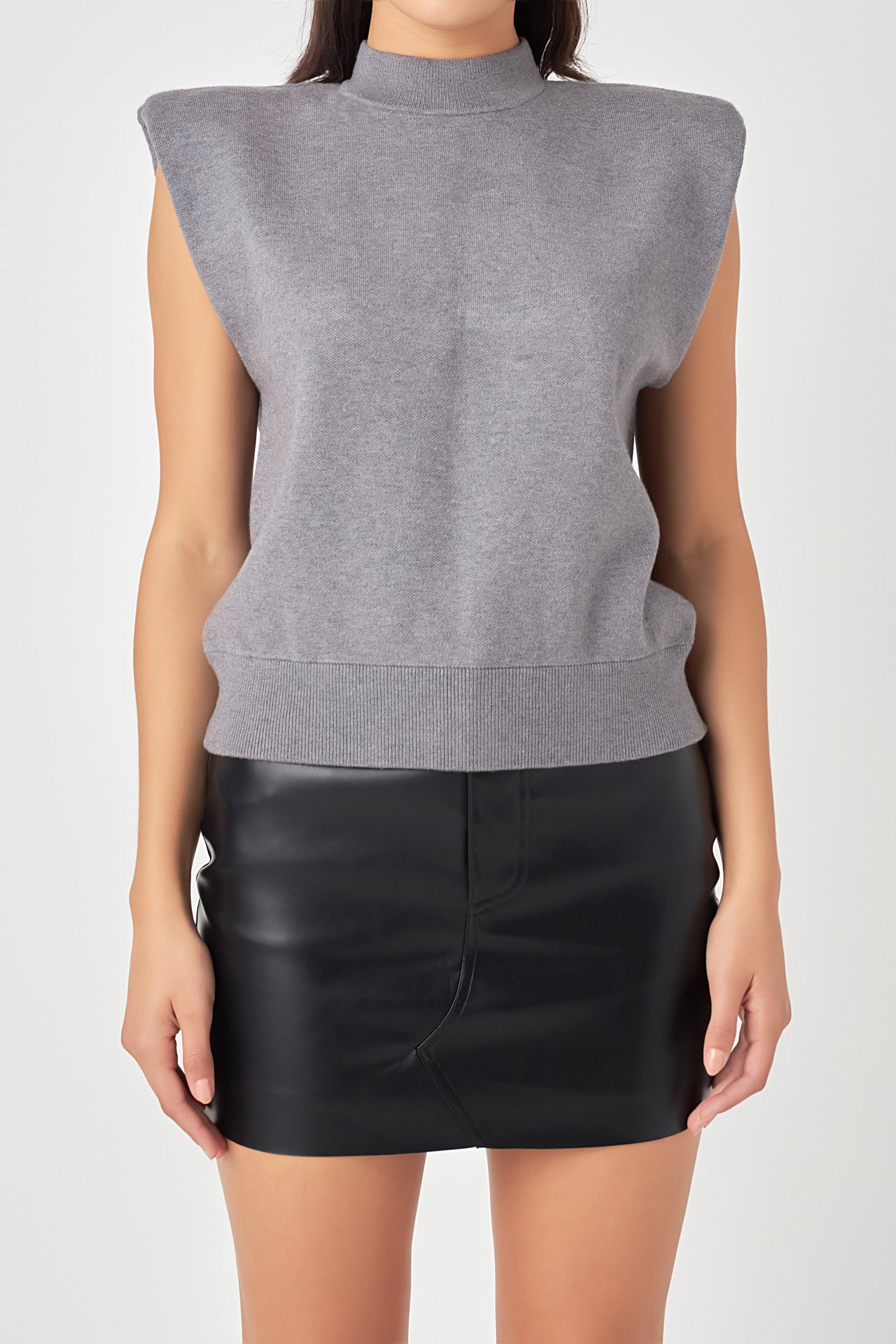 GREY LAB-Mock Neck Sleeveless Knit Top-SWEATERS & KNITS available at Objectrare