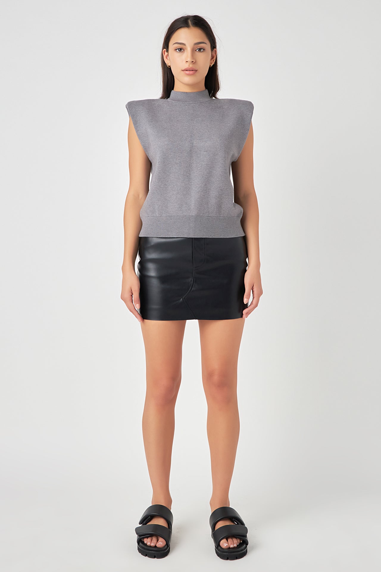GREY LAB-Mock Neck Sleeveless Knit Top-SWEATERS & KNITS available at Objectrare