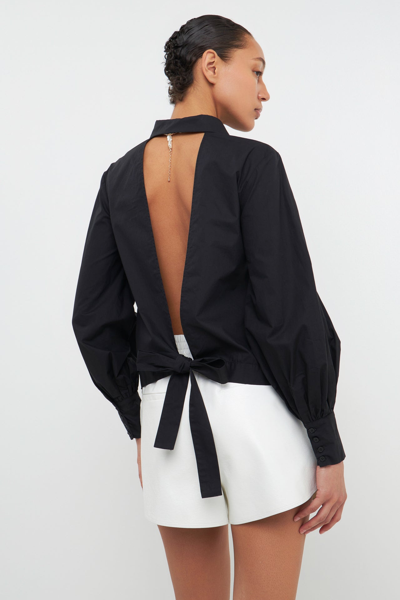 GREY LAB-Backless Long Sleeve Shirt-SHIRTS & BLOUSES available at Objectrare