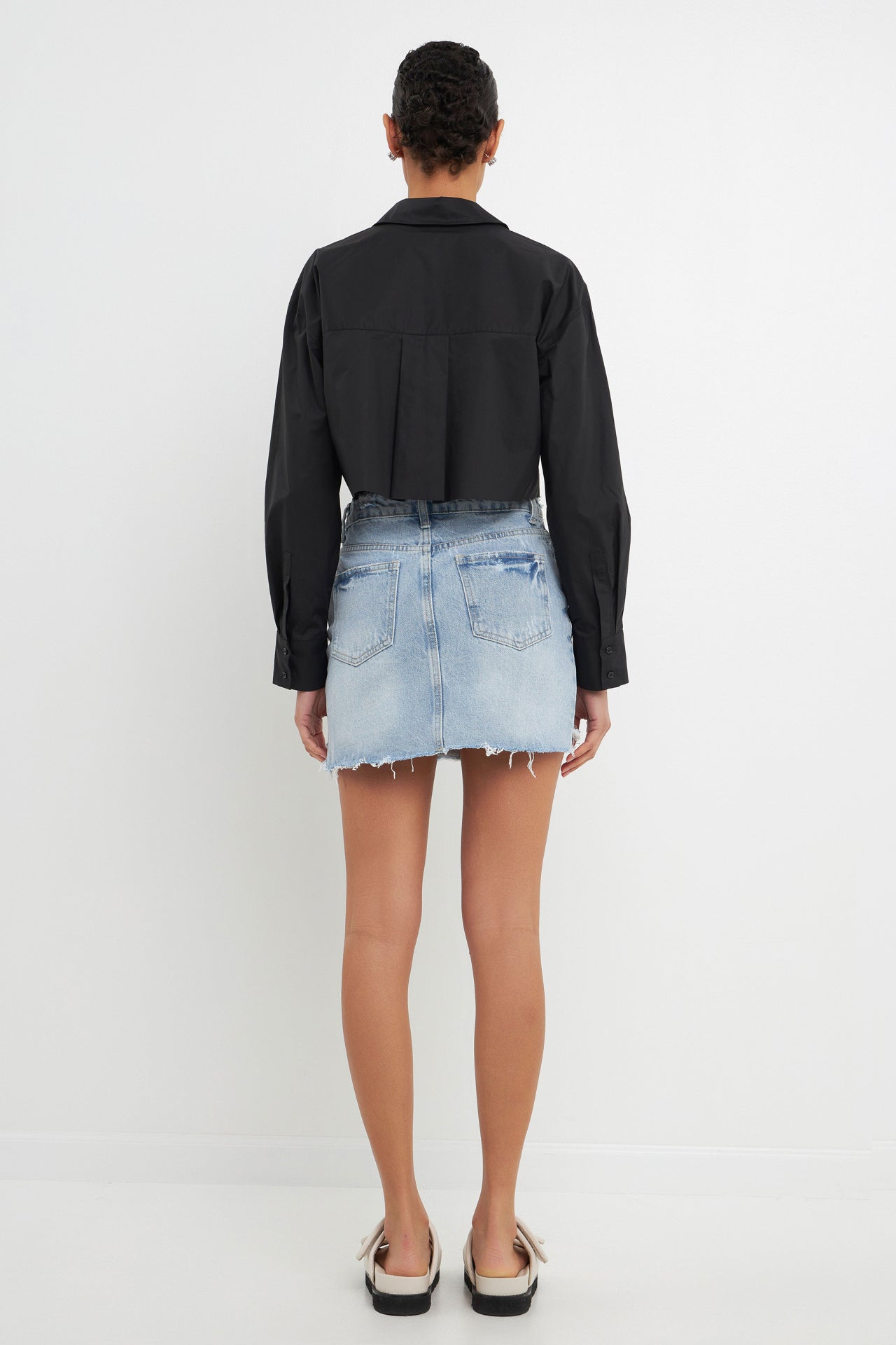 GREY LAB-High Low Acid Wash Denim Skirt-sale SKIRTS available at Objectrare