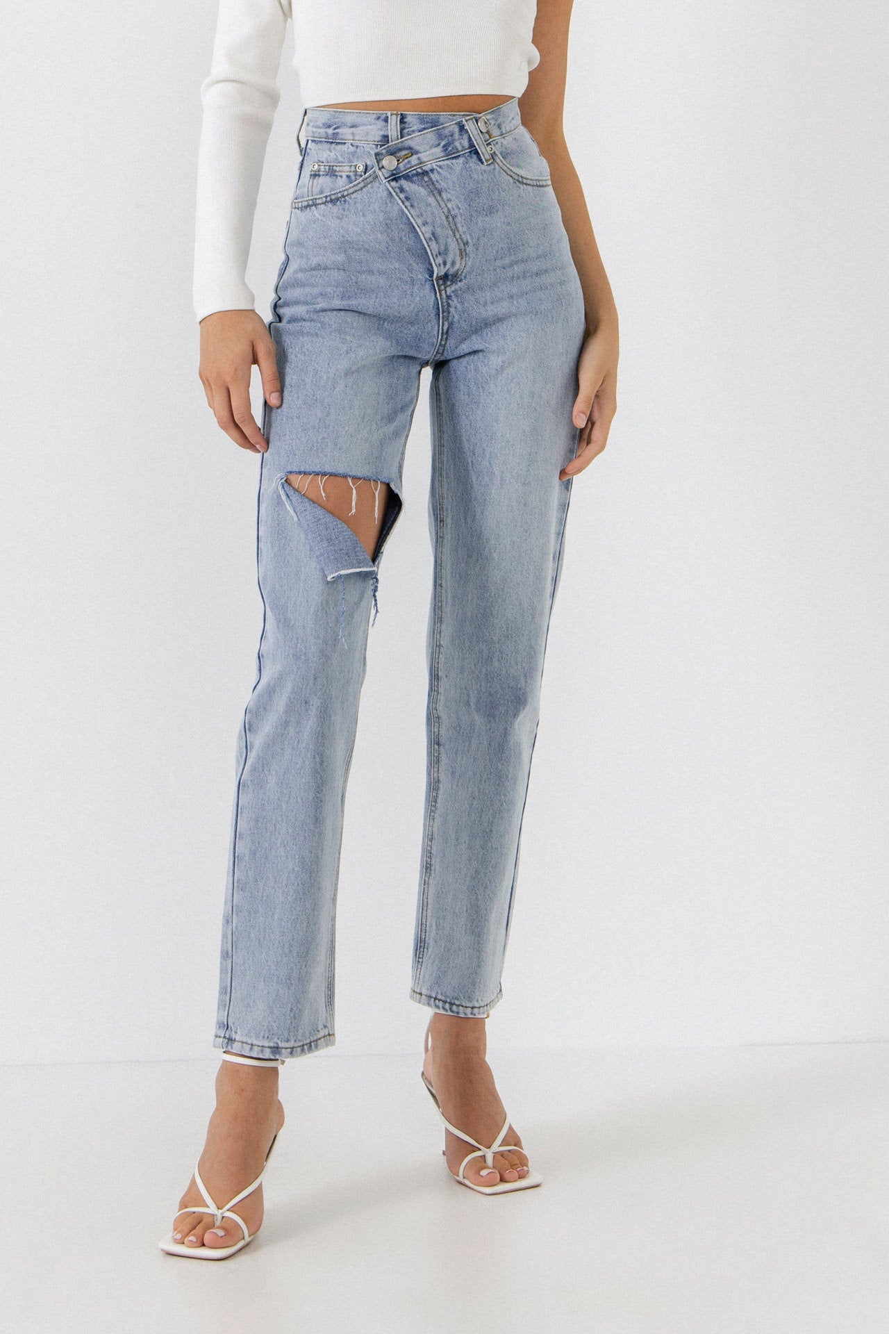 GREY LAB-Asymmetric Wrap Jeans-JEANS available at Objectrare