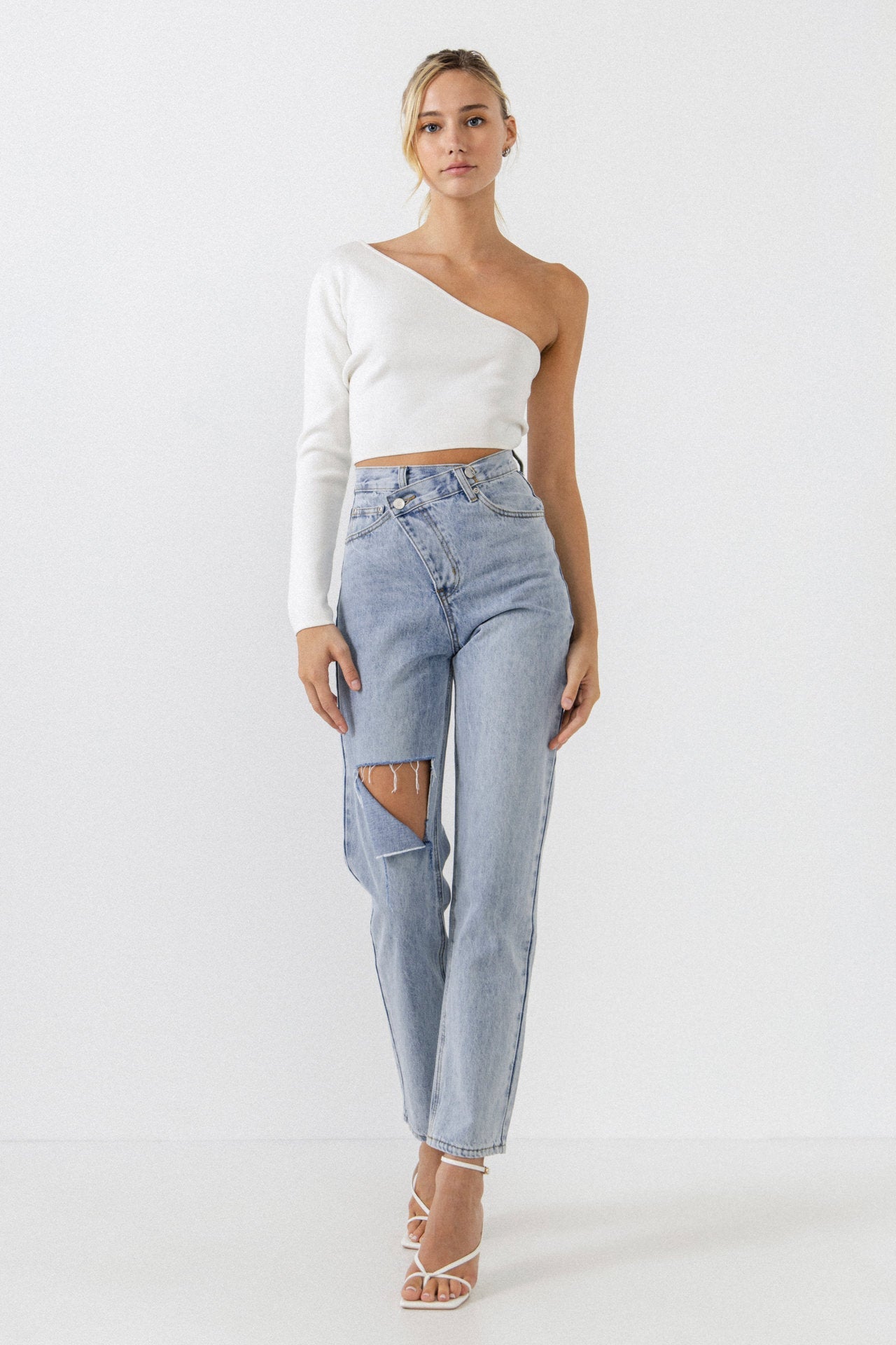 GREY LAB-Asymmetric Wrap Jeans-JEANS available at Objectrare
