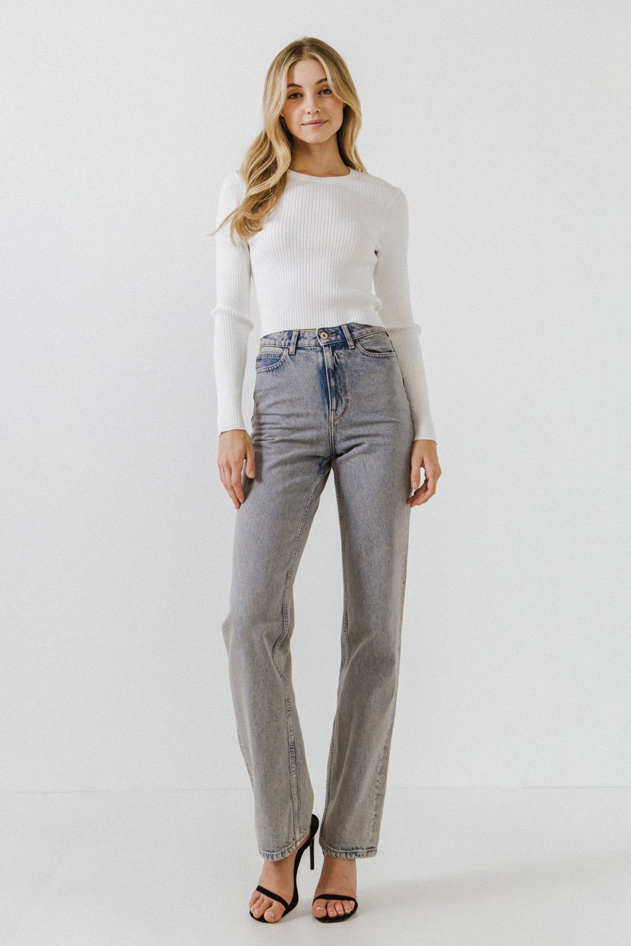 GREY LAB - Back Bow Cut Out Long Sleeve Top - TOPS available at Objectrare