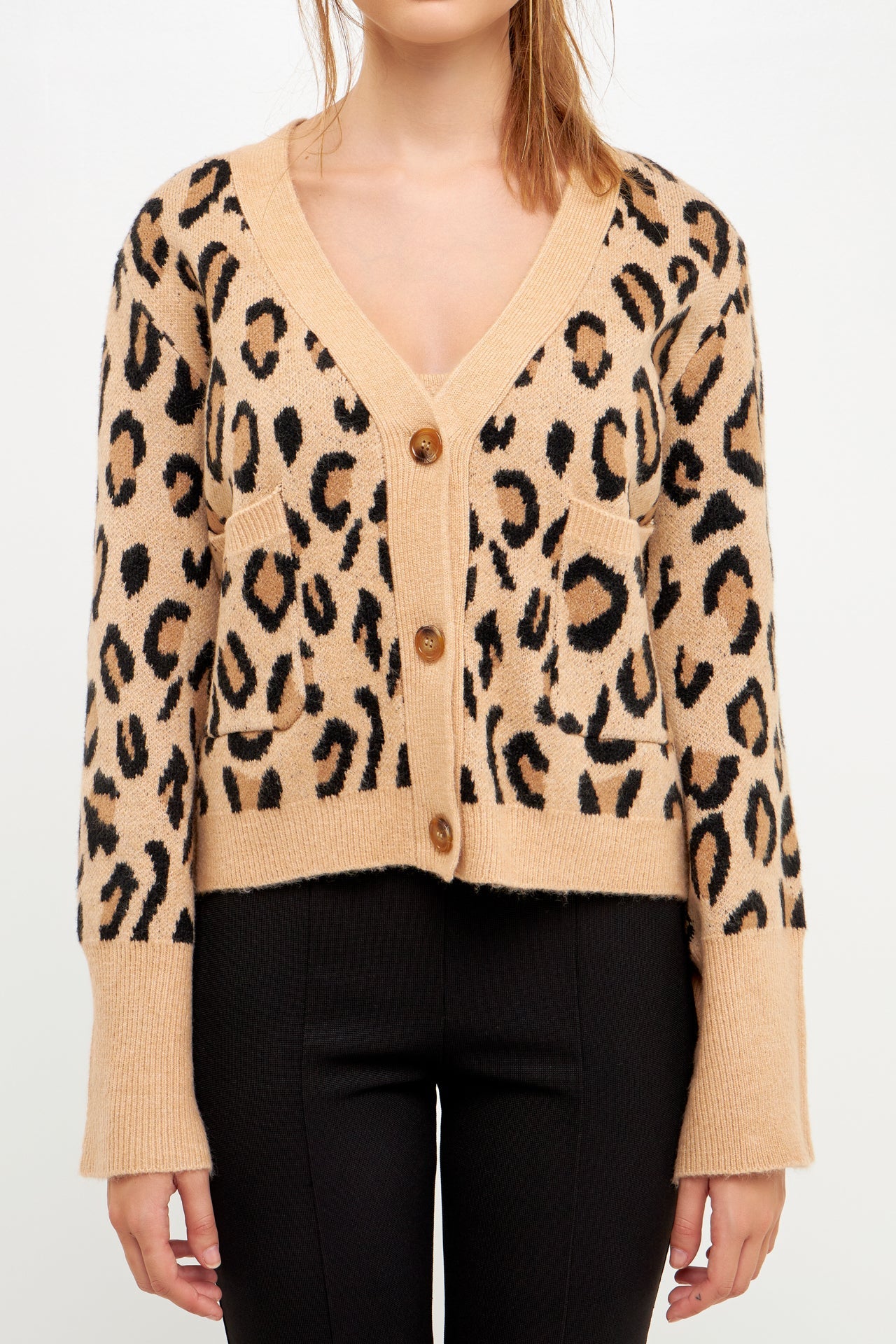 Leopard print knit discount cardigan